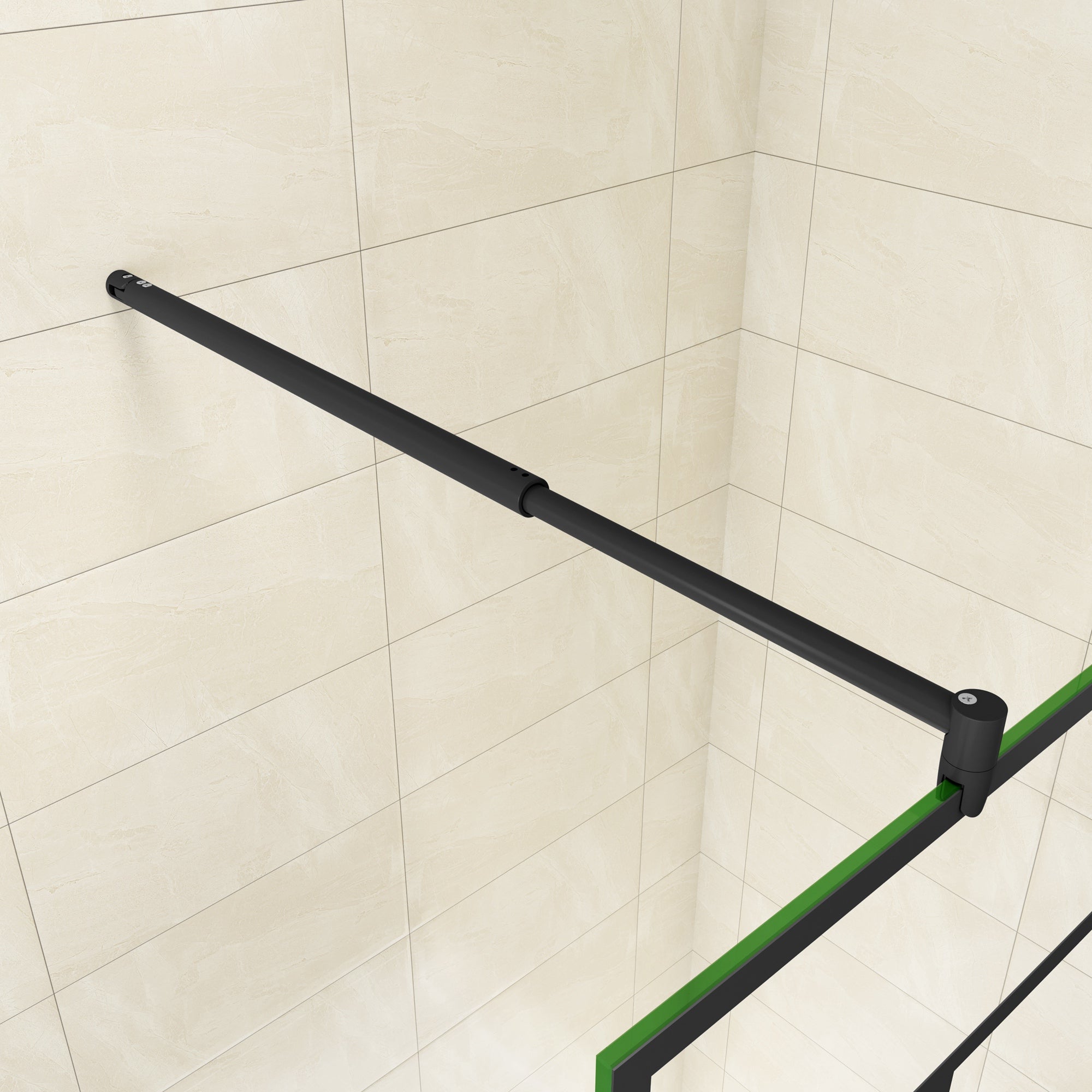 AICA Painel de duche Fixo serigrafada com linha preta Vidro temperado Anticalcário 8mm com Barra 70-120cm Perfil Preto fosco (118-120)x200cm - 3