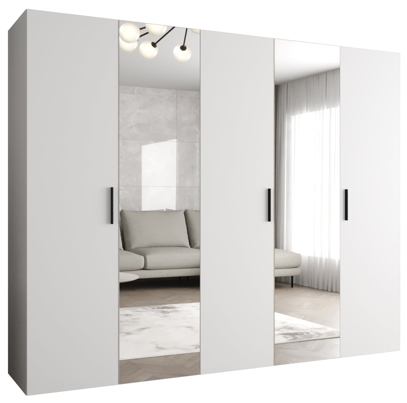 Szafa uchylna otwierana Bari 2 250 x 52 x 202 cm biały + u. czarny Abiks Meble