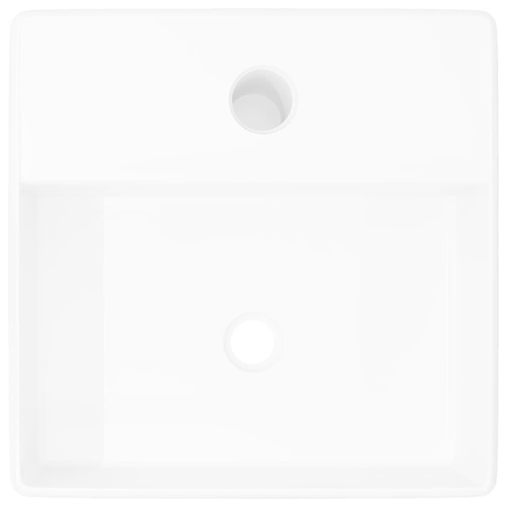 Lavabo carré à trou pour robinet Céramique Blanc vidaXL - 4