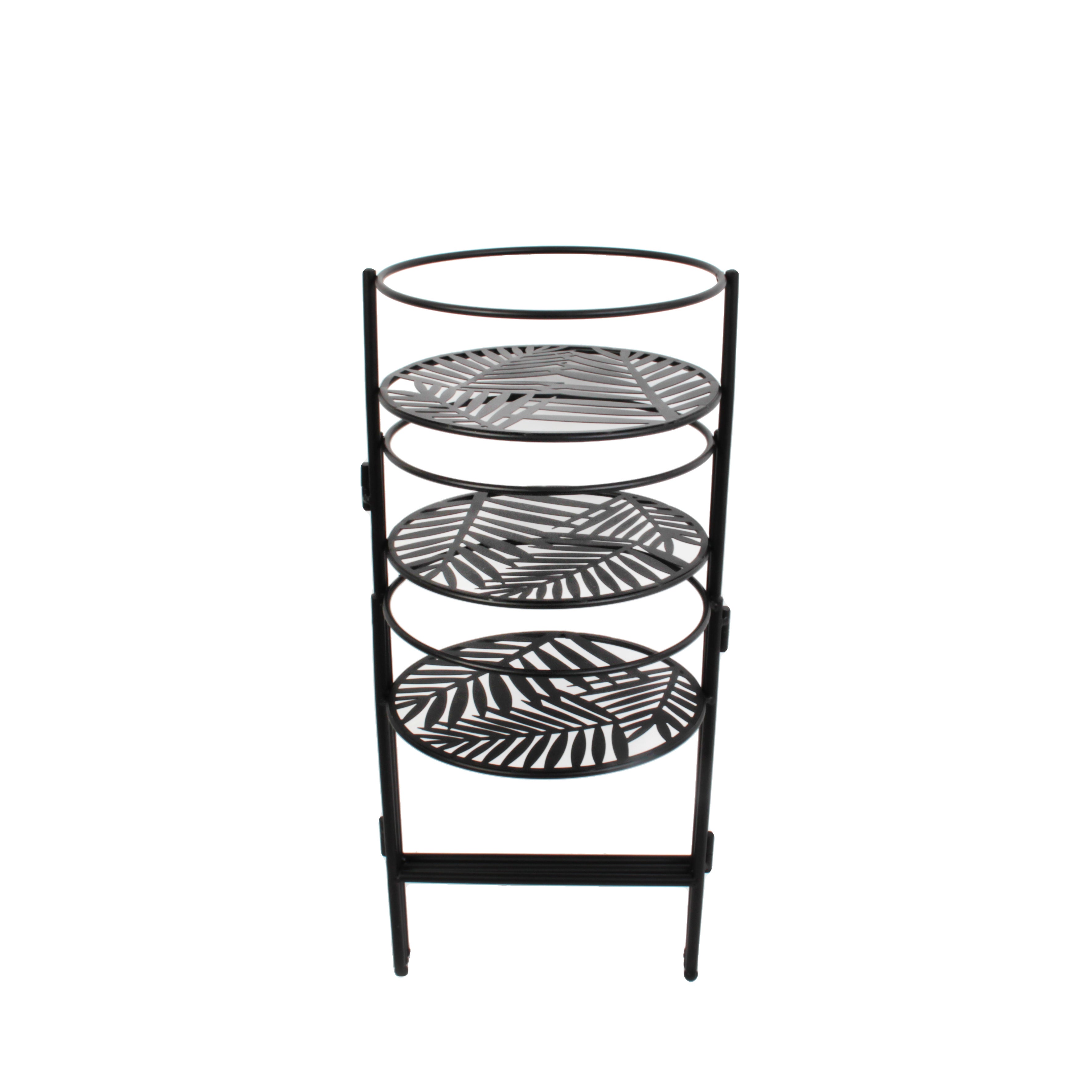 Porte-plantes - Home Deco Factory - Métal - Ajouré - Noir - 3 Plateaux - 4