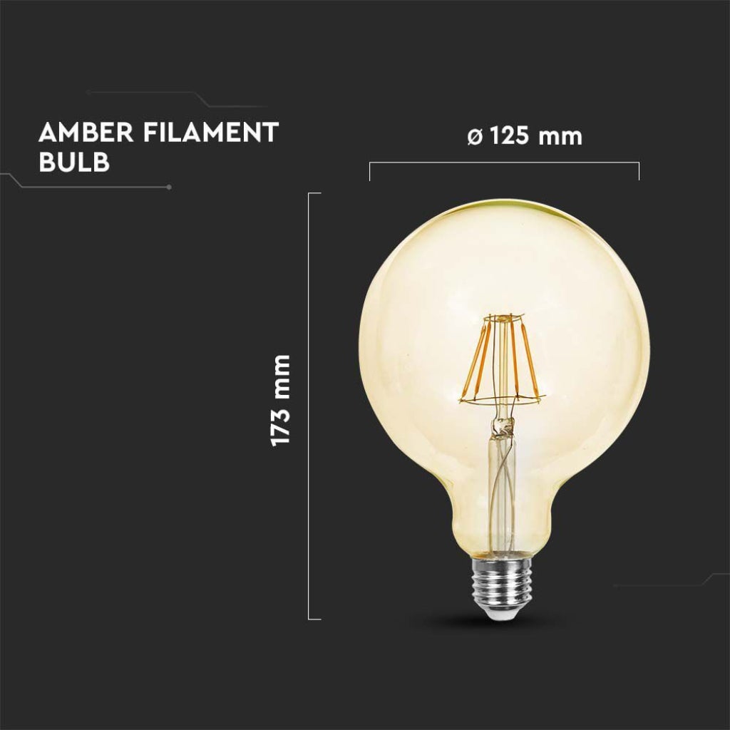 Lâmpada LED E27 6W G125 Filamento à‚mbar 2200K - 4