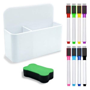 Porte-stylo Magnétique JUGUTA Blanc - Pour Tableau Blanc, Frigo, Bureau, Jusqu'à 500g, Dimensions 12.5x12x4 Cm