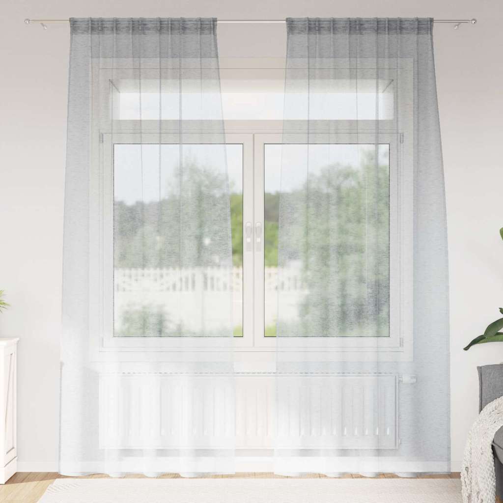 Firany Voile 2 pcs Ciemnoszary 260 x 140 cm Poliester vidaXL