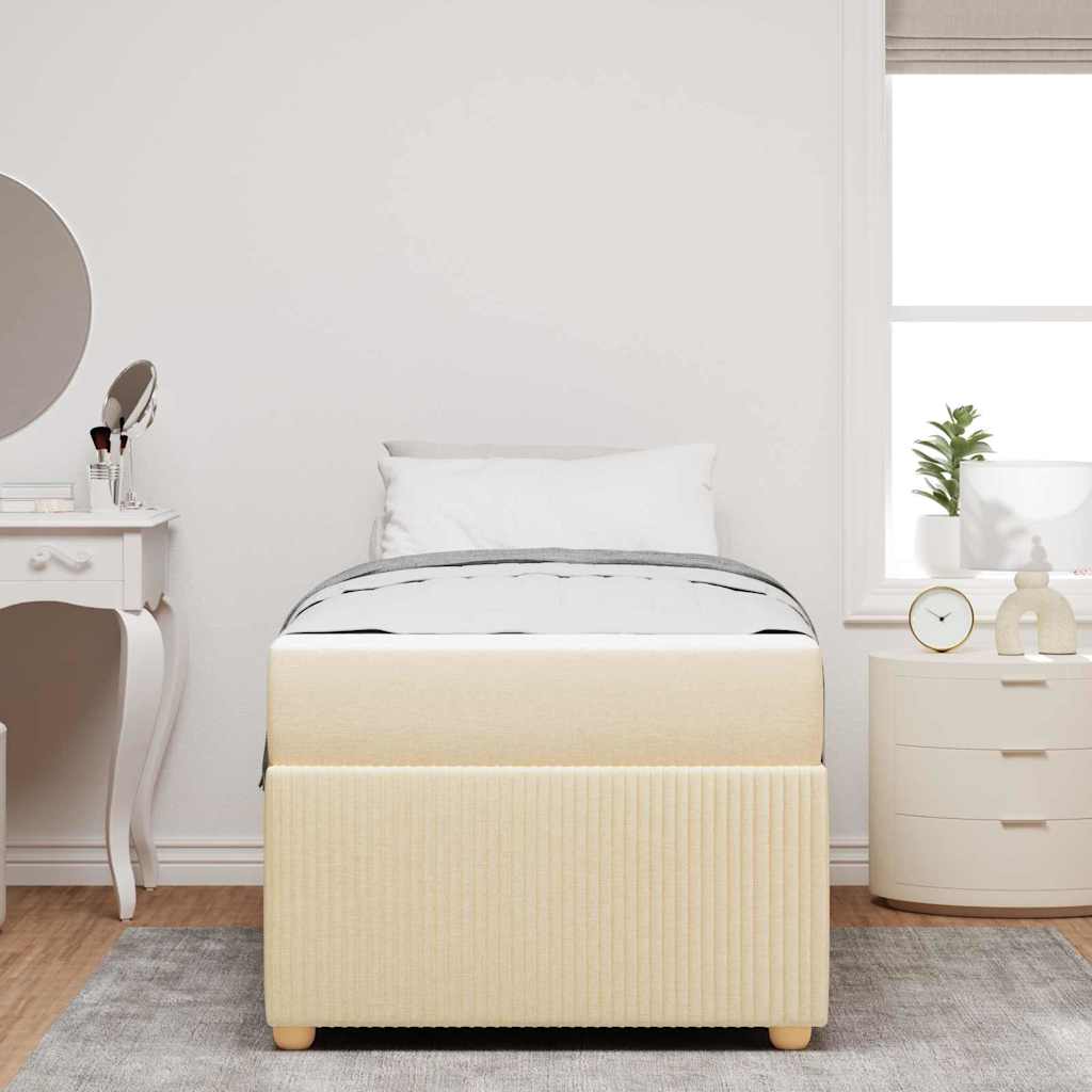Cadre de lit avec matelas avec matelas Crème 100 x 200 cm tissu - 5