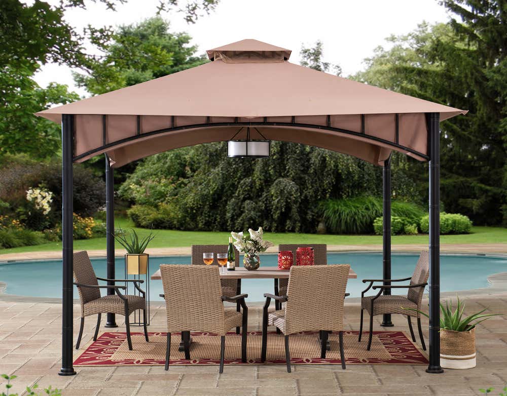 Pawilon materiałowy LAURO - 340 cm x 340 cm, brązowy