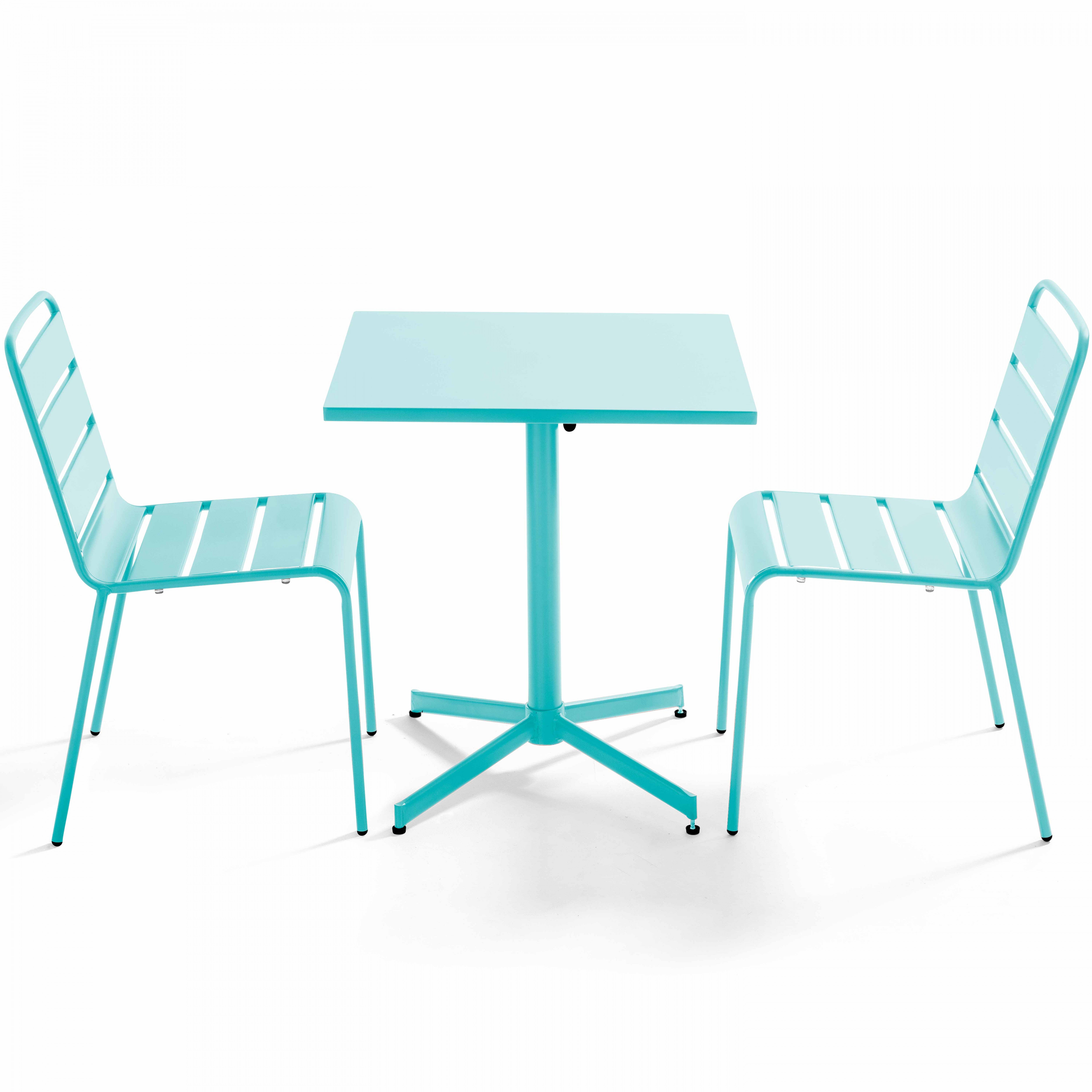 Table De Jardin Carrée PALAVAS En Métal Anthracite - 120x120x72 Cm, Acier, Pour 8 Personnes