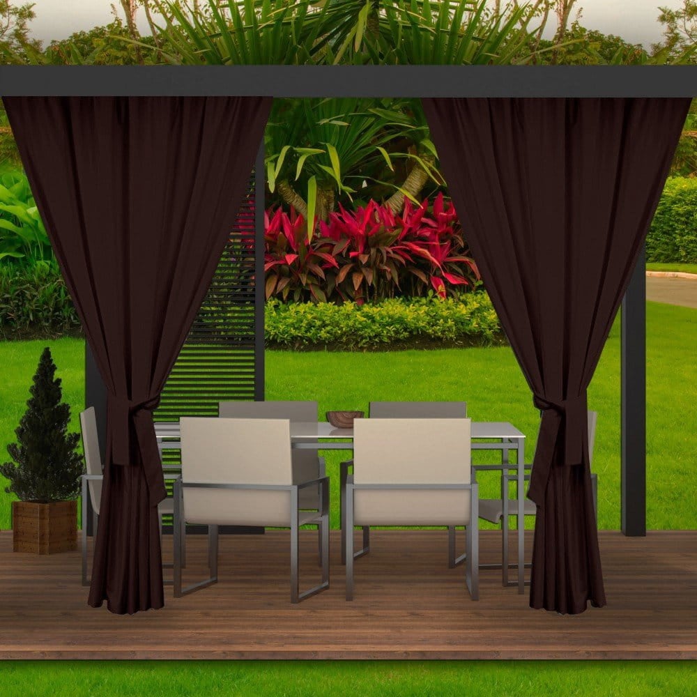Cortinas de exterior 2x 155x220cm, cortinas de exterior marrón, cortina para balcón, cortina de exterior para terraza, cortina de pérgola impermeable