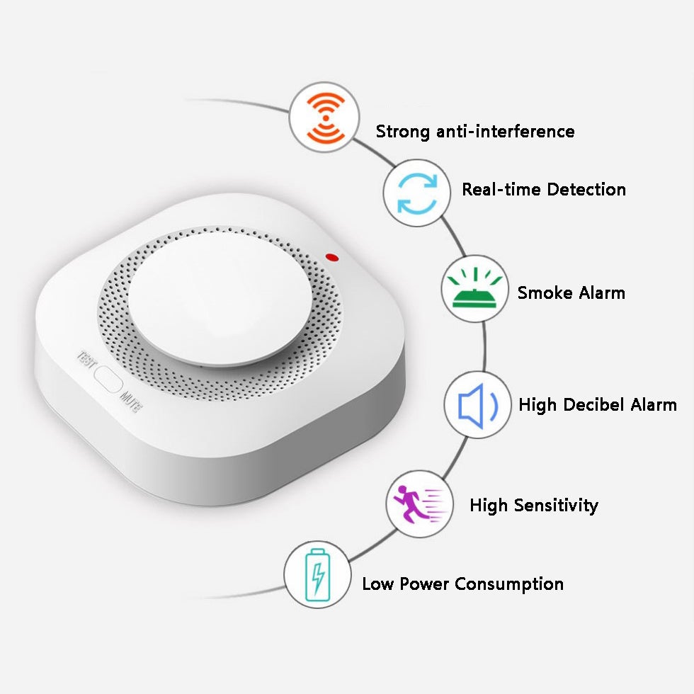 Detector de humo Tuya WiFi, sensor de humo inalámbrico, detección inteligente de 360°, alta sensibilidad, ideal para casas y villas. - 5