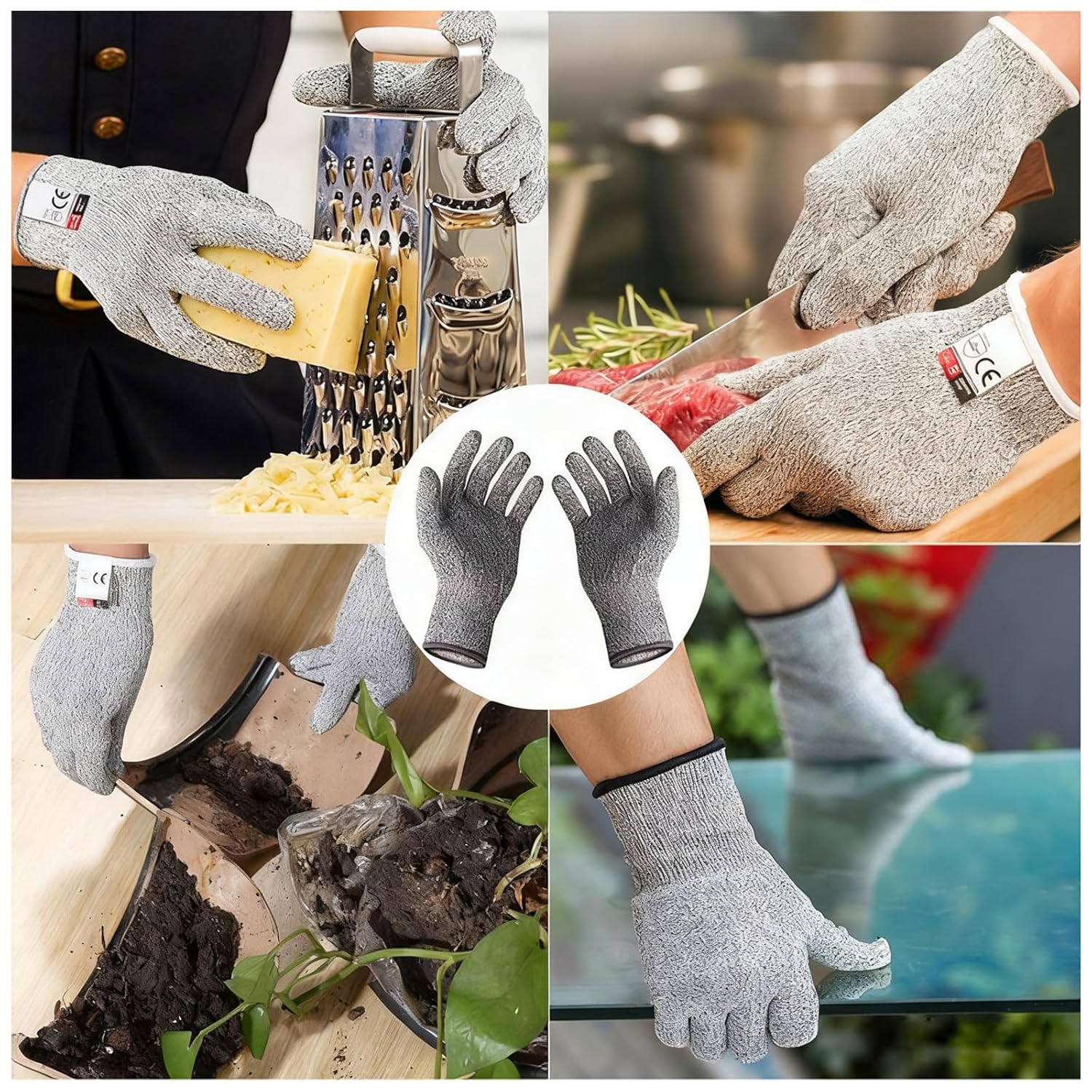 Gants de jardinage anti-coupures - Résistants, confortables et lavables - Idéaux pour la cuisine et le bricolage，24cm - 5