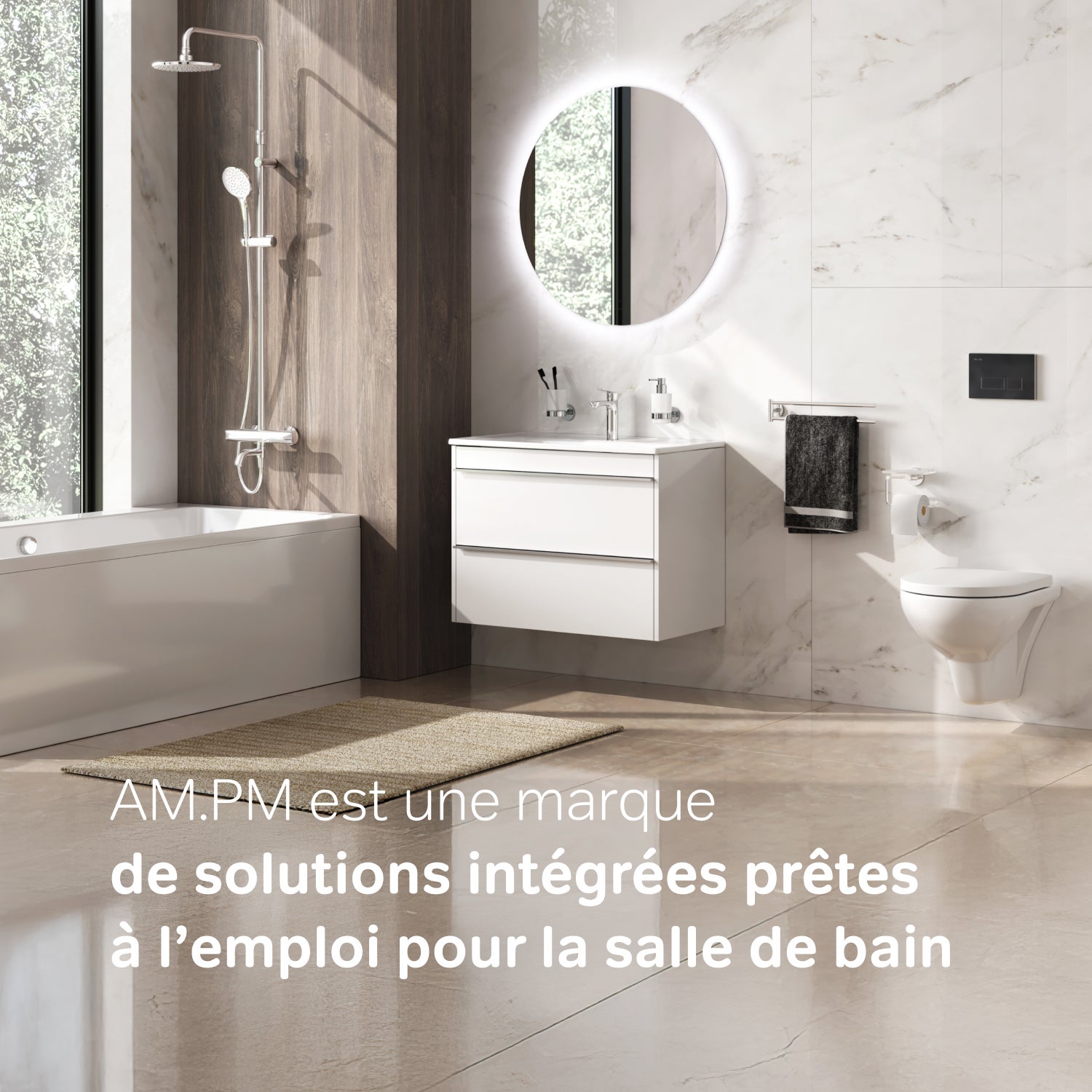 Colonne de douche et bain baignoire thermostatique Système de douche avec mitigeur thermostatique Chrome, F07XA400 X-Joy AM.PM - 11