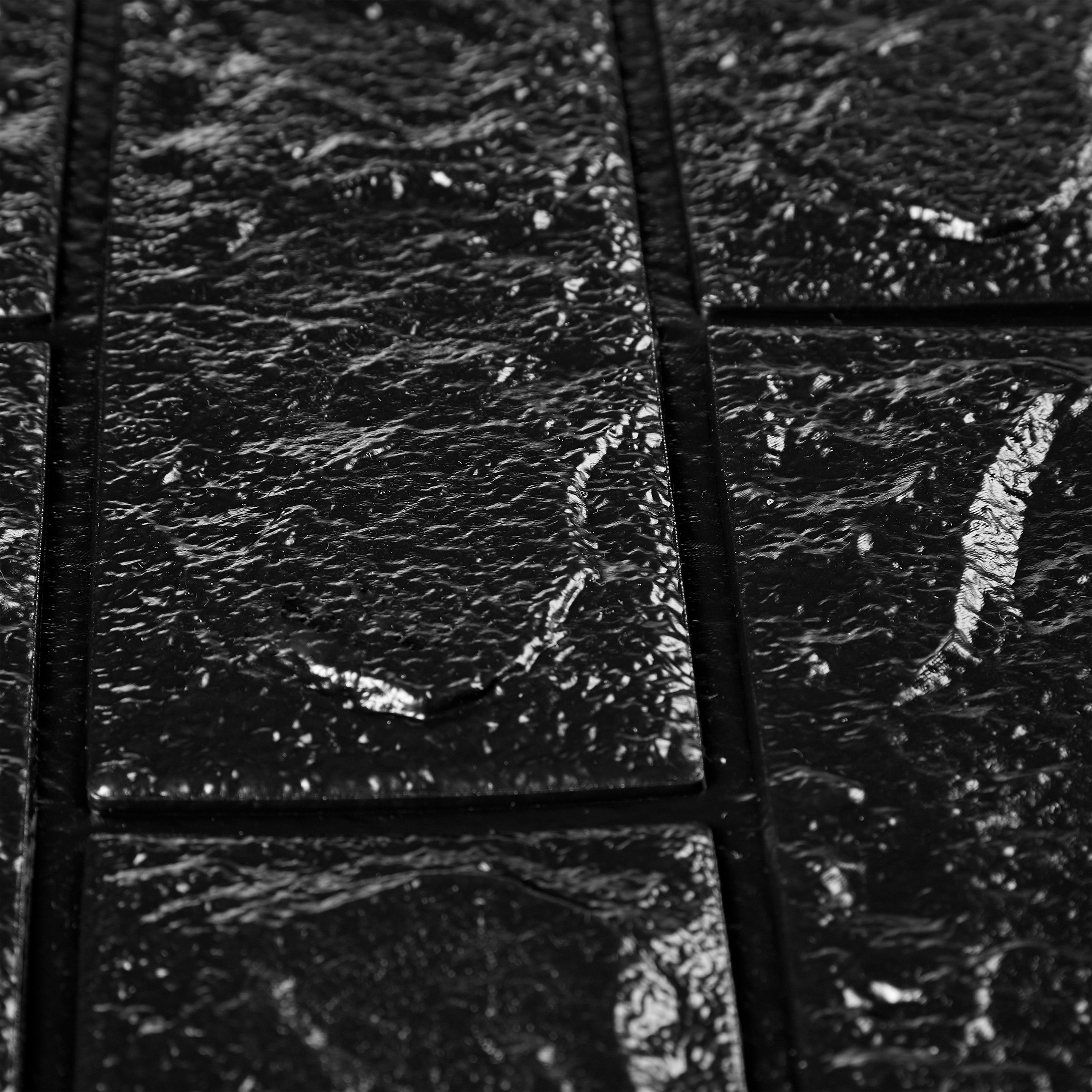 Jeu de 5 panneaux muraux autocollants, aspect pierre décoratif,en 3D, Mousse douce PE,78x70 cm,noir, Relaxdays - 9