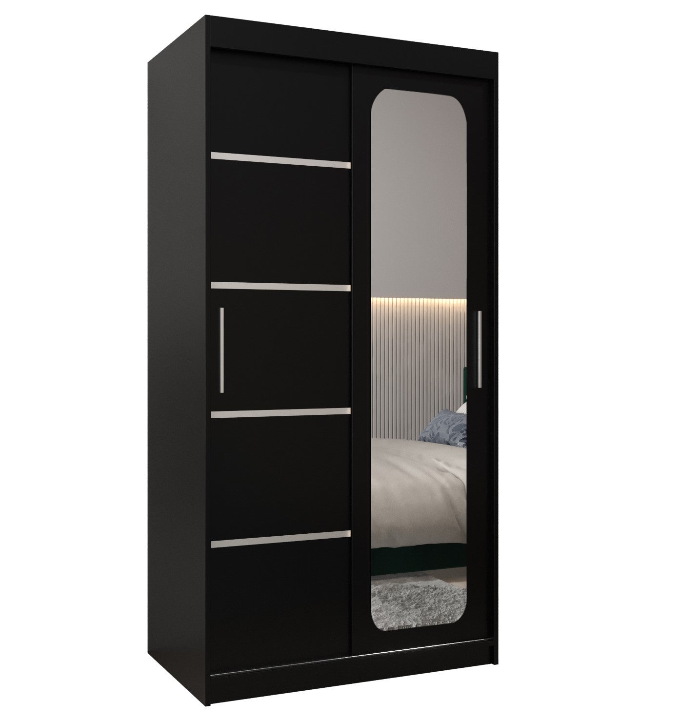 Szafa przesuwna garderoba PROMO V2 100 x 62 x 200 cm Czarny - Abiks Meble