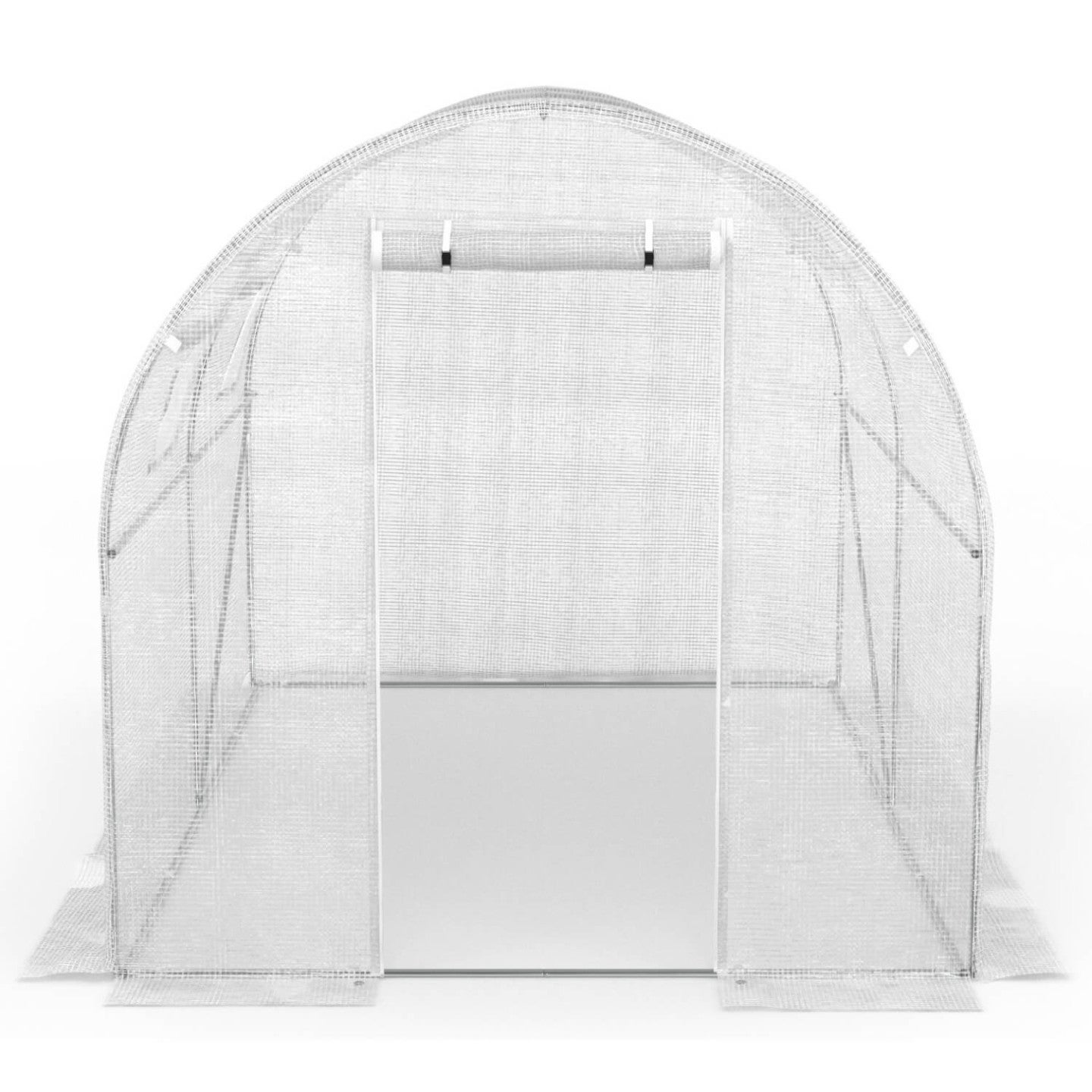Serre de jardin tunnel 6m² 3 x 2 x 2 m acier galvanisé + bâche anti-UV avec porte et fenêtres ROMA blanche - 4
