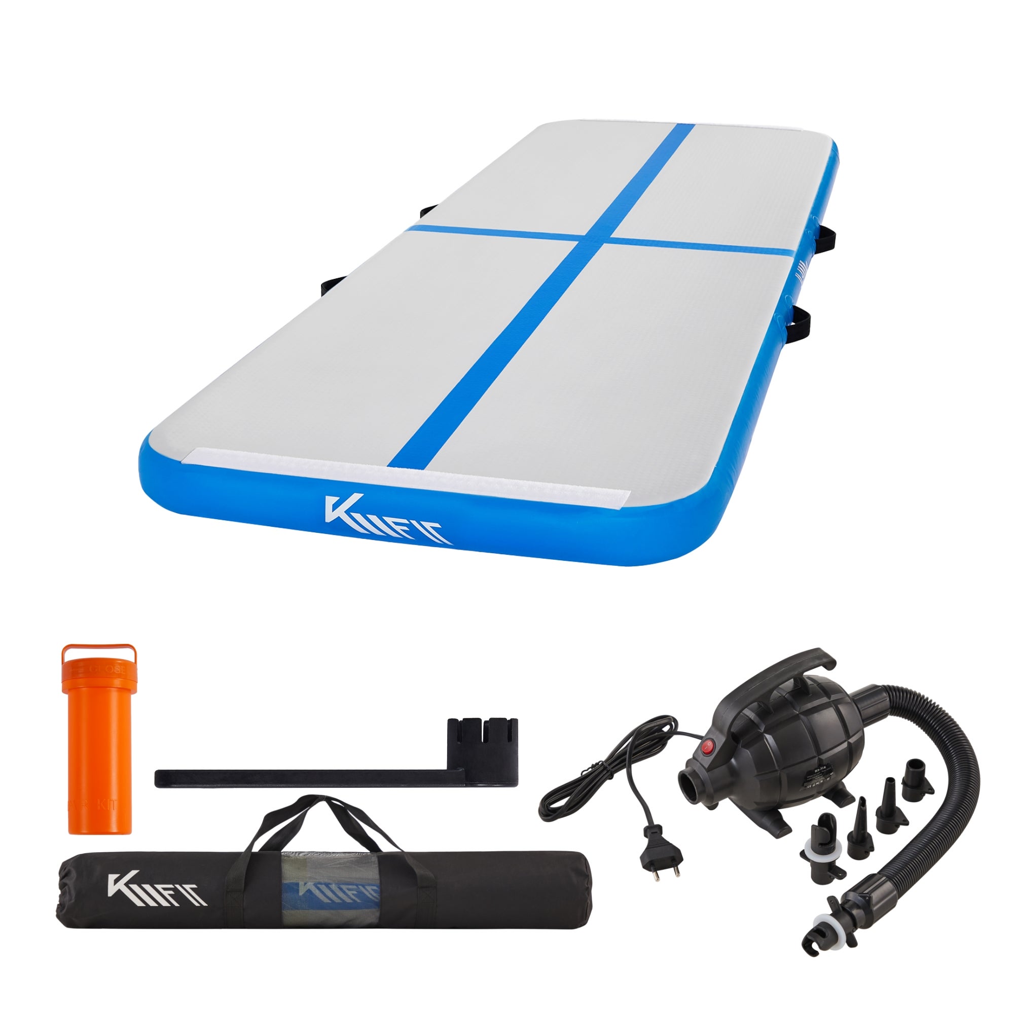 Tapis De Gymnastique Gonflable KM-Fit Airtrack – 3m X 1m X 10cm – Bleu
