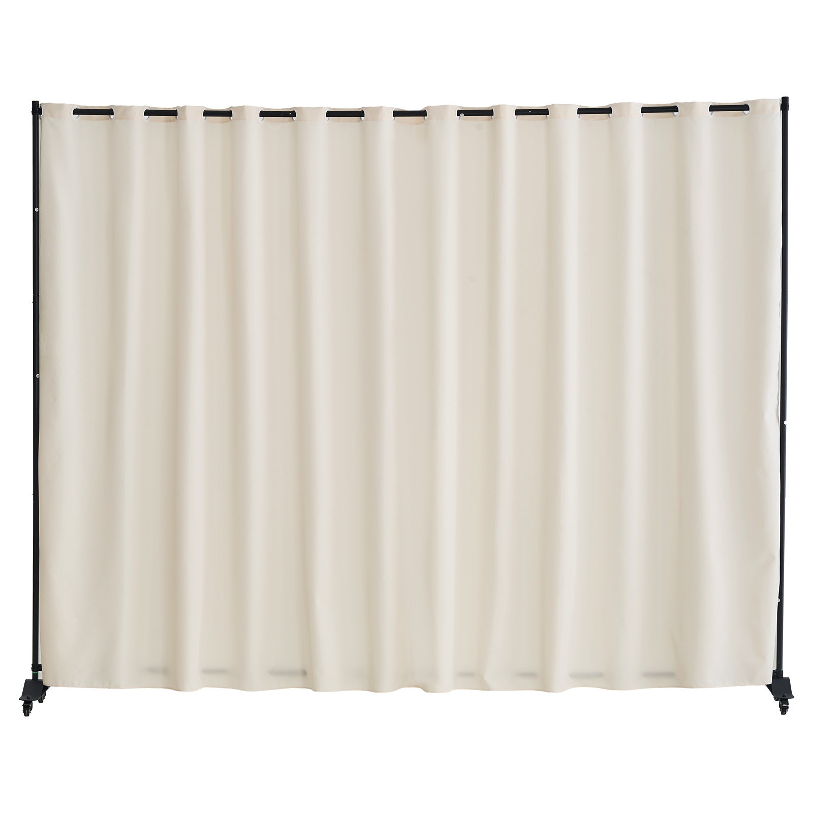 Cloison de Séparation Portable SucceBuy, Structure Métal avec Roulettes et Rideau Beige, Paravent Autoportant pour Bureau, Salle à Manger - 3