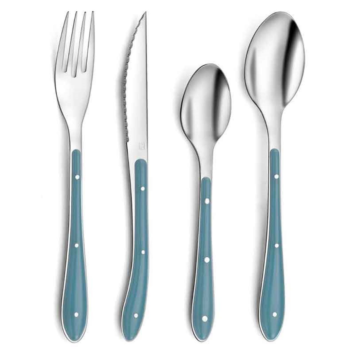 Amefa Set De 24 Cubiertos Bistró Acero Inoxidable Azul Acero Inoxidable, Leroy Merlin