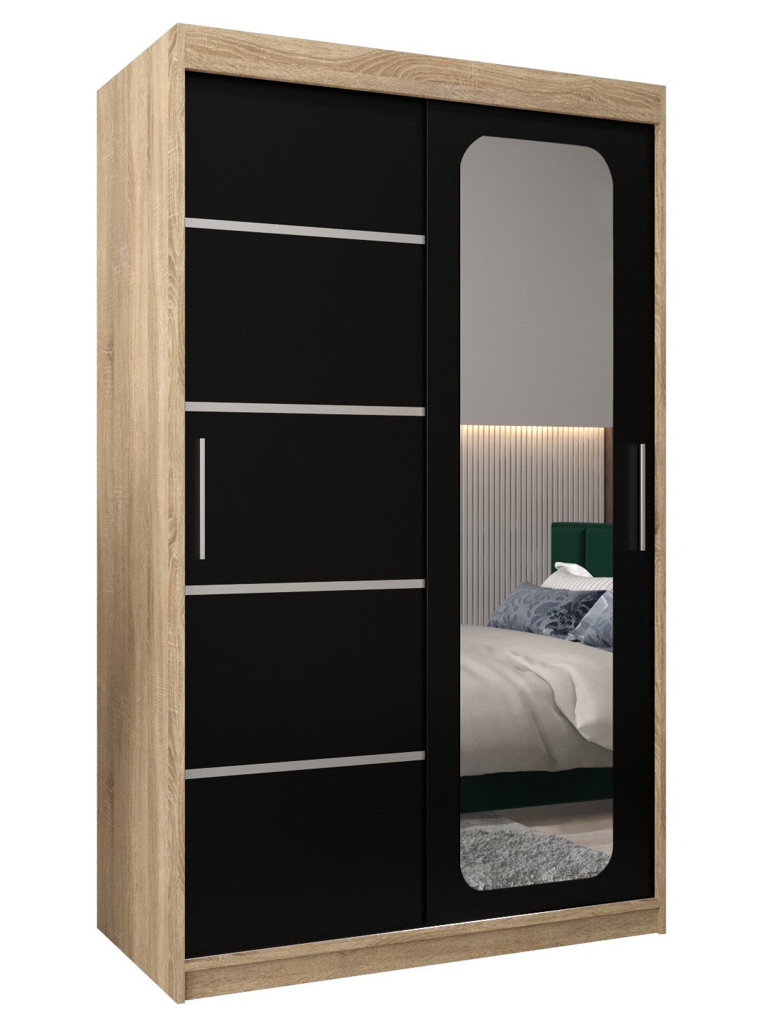 Szafa przesuwna garderoba PROMO V2 120 x 62 x 200 cm Sonoma + Czarny - Abiks Meble