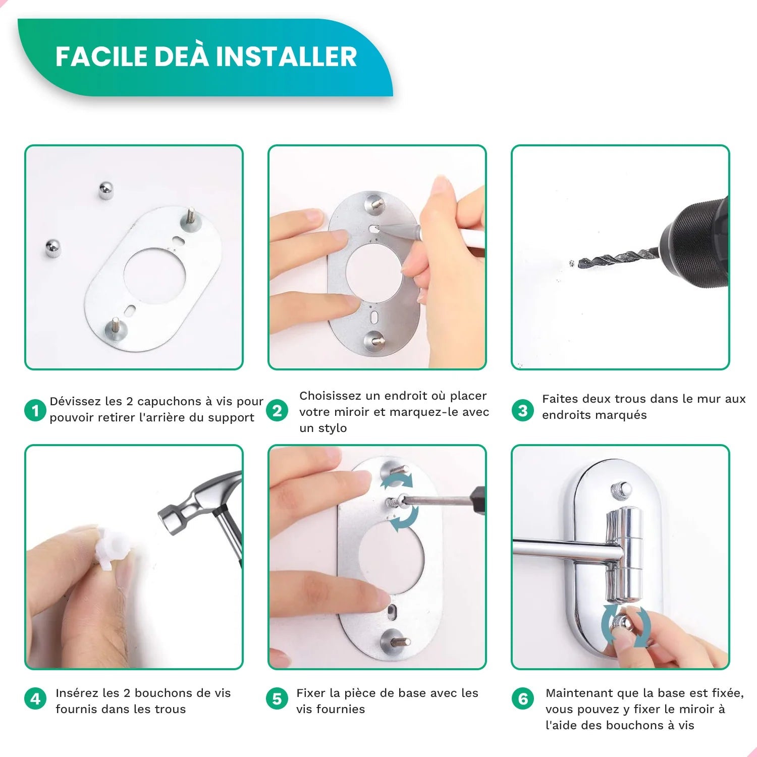 Mirlux Miroir de maquillage avec éclairage LED - Rechargeable - Grossissement x5 - Miroir de rasage - Miroir de salle de bain - Noir - 8
