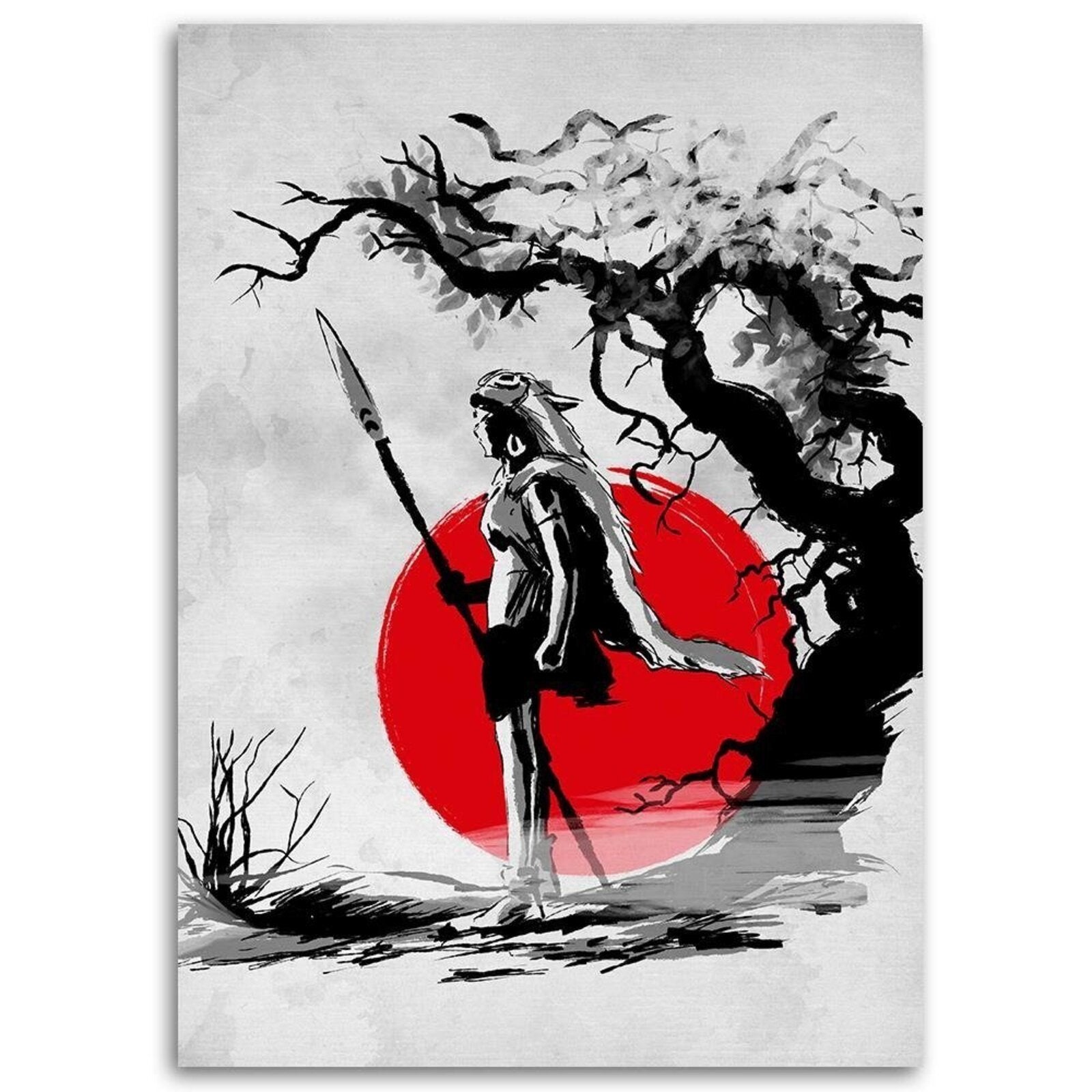 Tableau Ghibli Princesse Mononoke sous un cerisier - 50 x 70 cm - 2