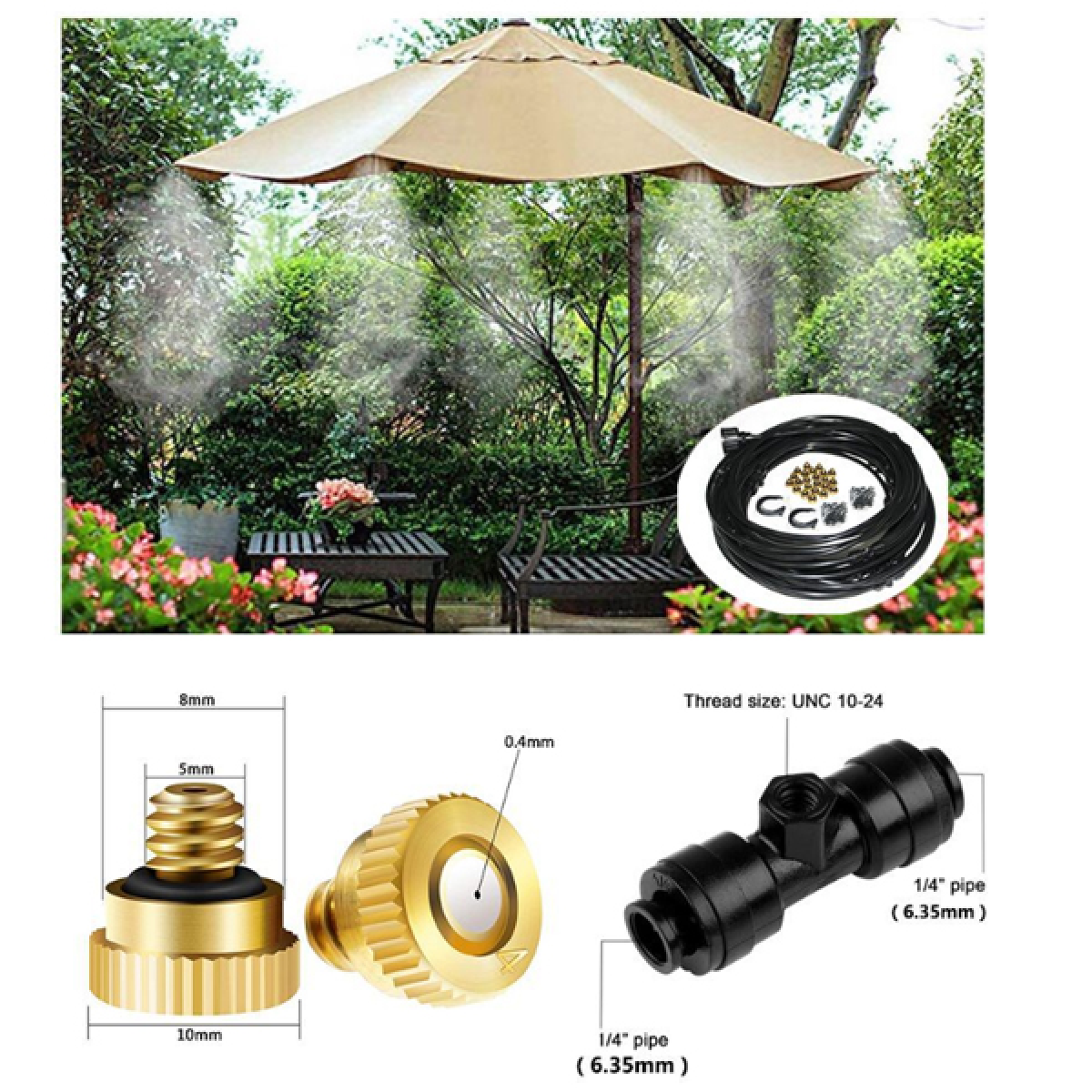 Brumisateur Micro-aspersion 25m - 30 Buses pour Arrosage Agricole & Jardin - Idéal Terrasse, Balcon, Fêtes en Extérieur - Kit DIY - 2