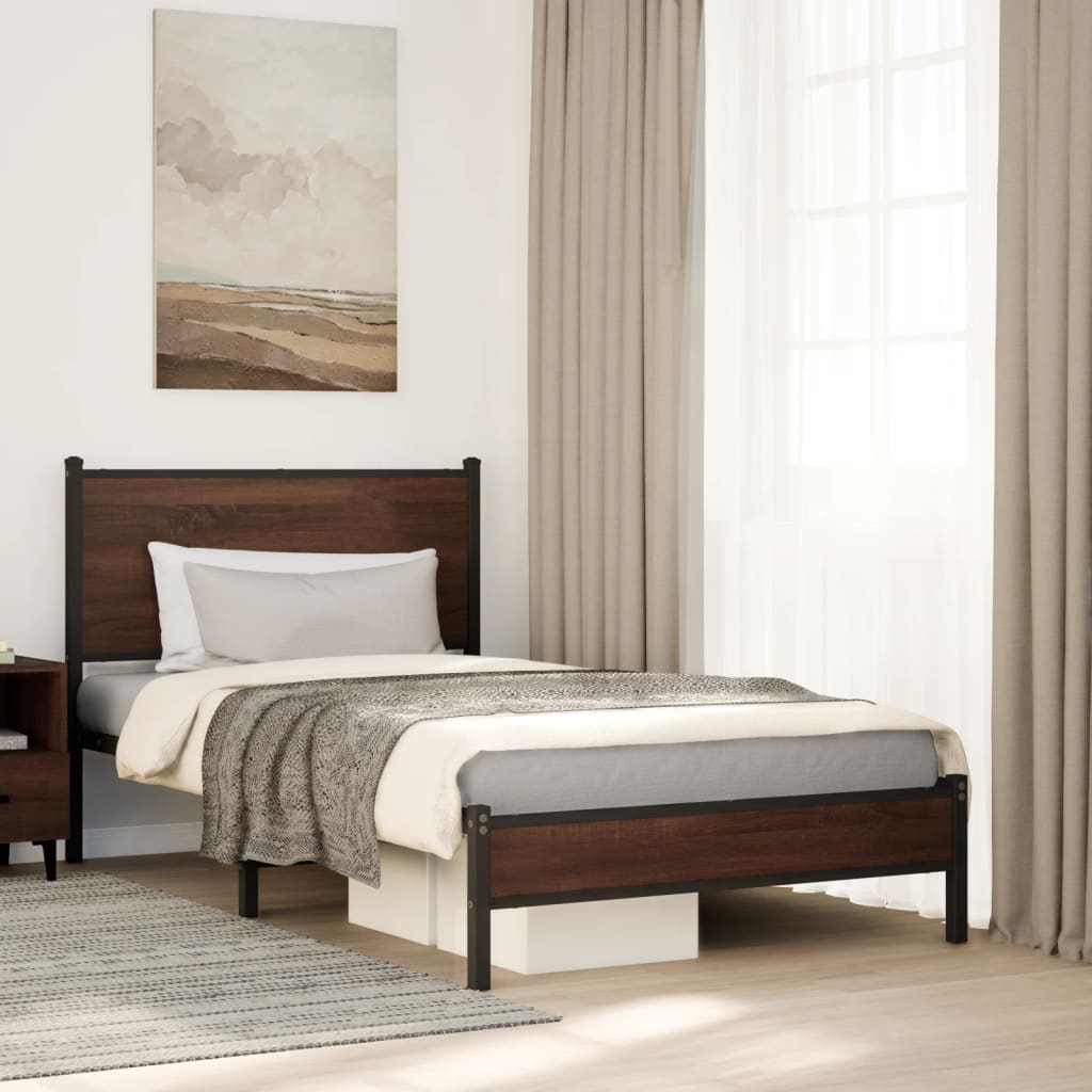 Łóżko Metalowe Czarne Rama łóżka Ze Stelażem Łóżko Do Sypialni Pokoju 100x190 cm
