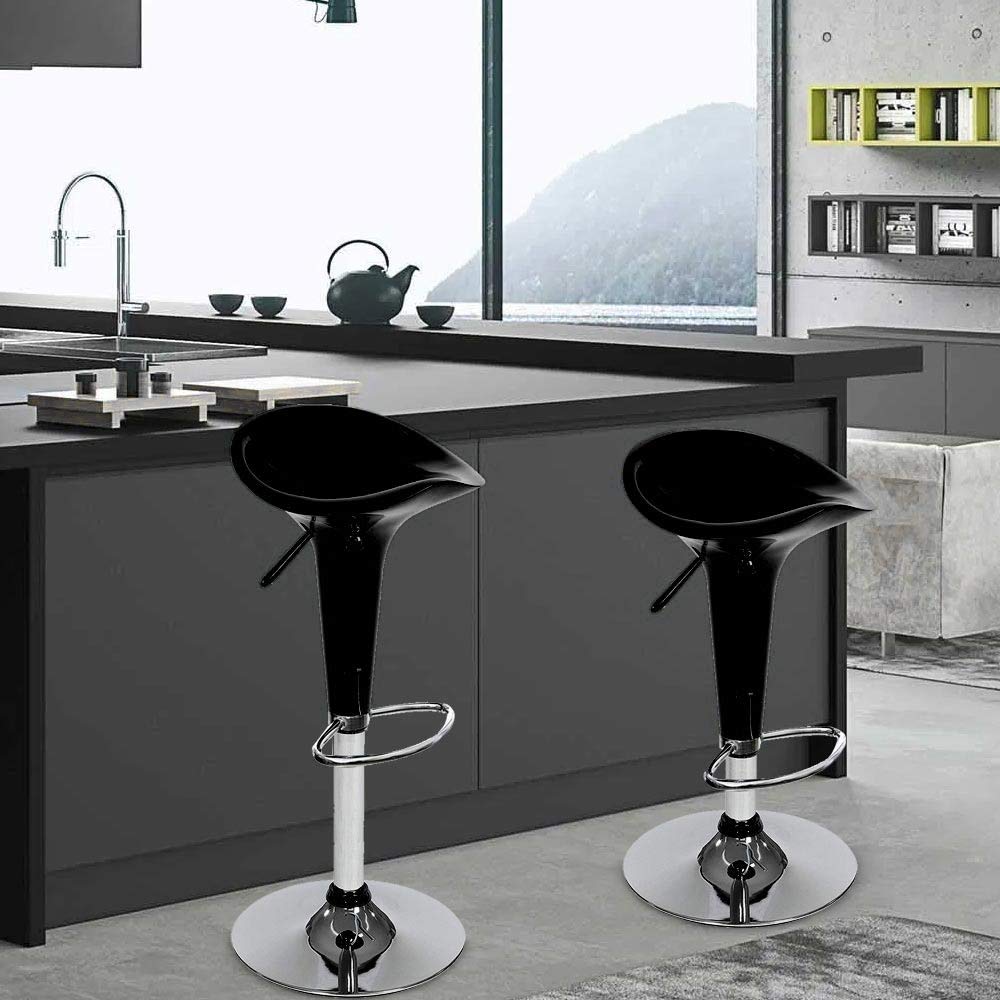 Set di 2 Sgabello da bar - Tessuto & Metallo in look cromato - crema