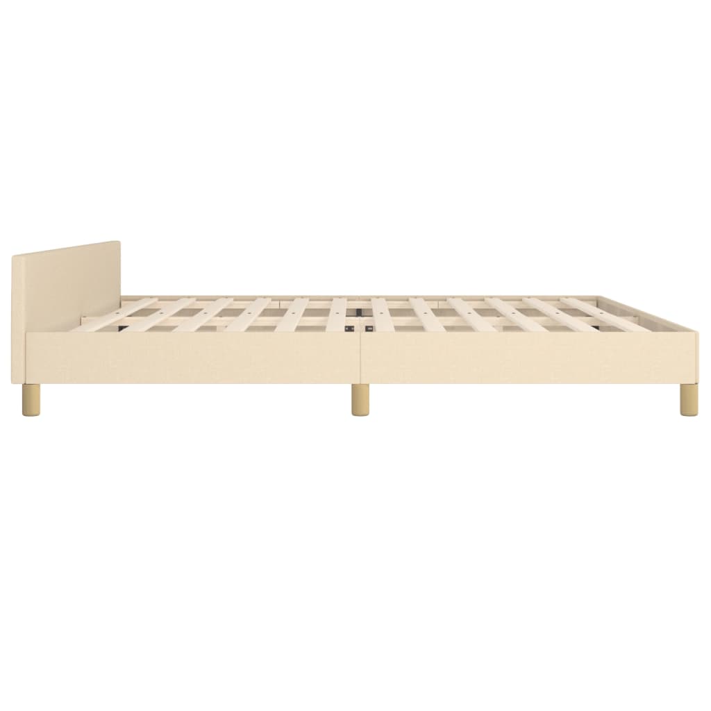 Cadre de lit sans matelas crème 200 x 200 cm en tissu - 7