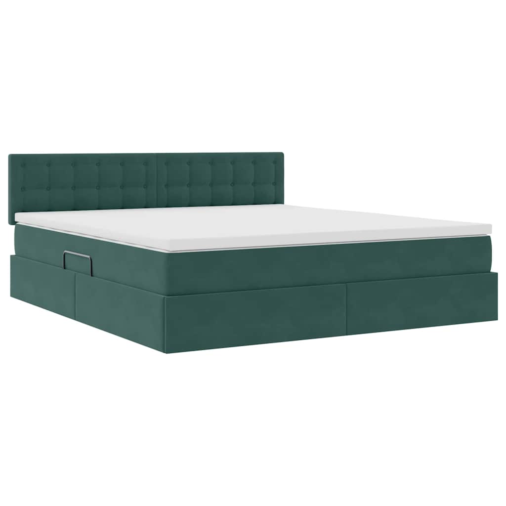 Lit avec rangement, vert foncé, 160 x 200 cm, velours - 5
