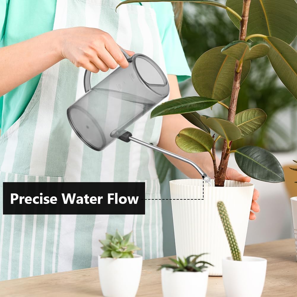 Arrosoir 35oz/1L à Long Bec en Plastique - Mini Arrosoir de Jardin pour Plantes d'Intérieur et d'Extérieur, Succulentes, Fleurs (Gris) - 5