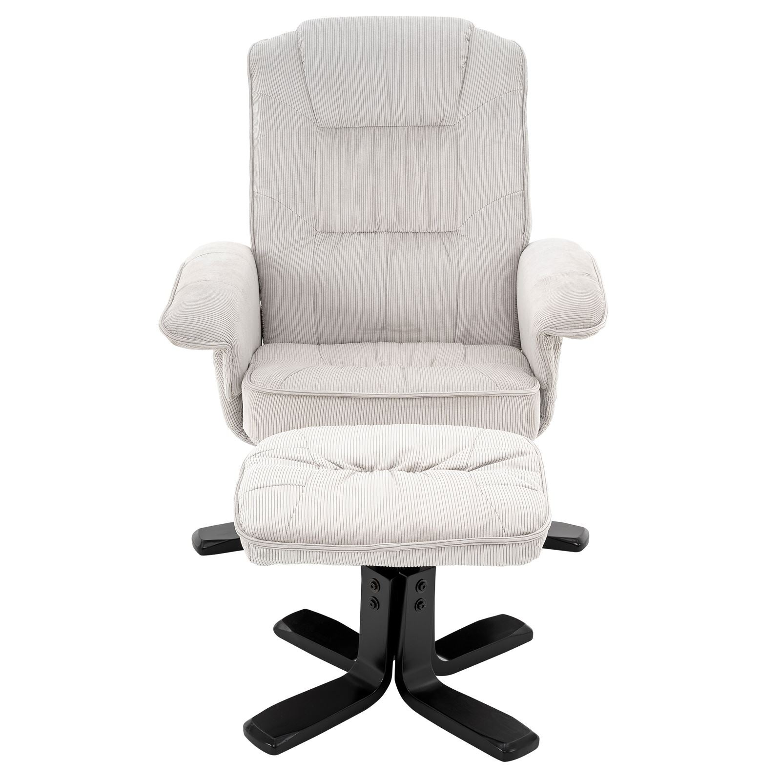 Fauteuil de relaxation avec repose-pieds CHARLY, en velours côtelé blanc/noir - 5