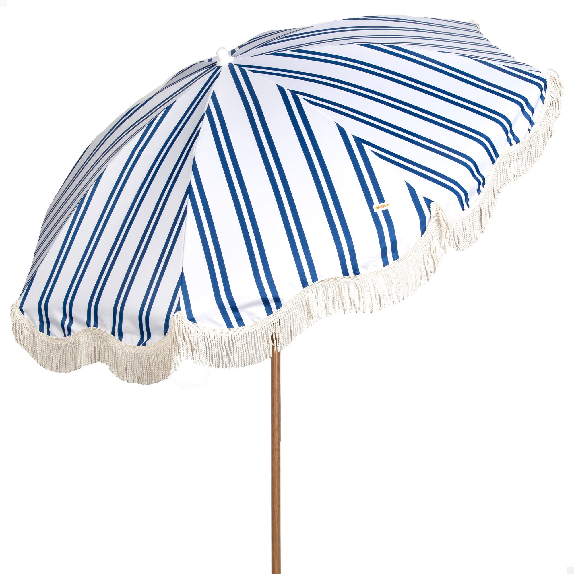 Aktive sombrilla de playa 8 varillas 200 cm a rayas con flecos