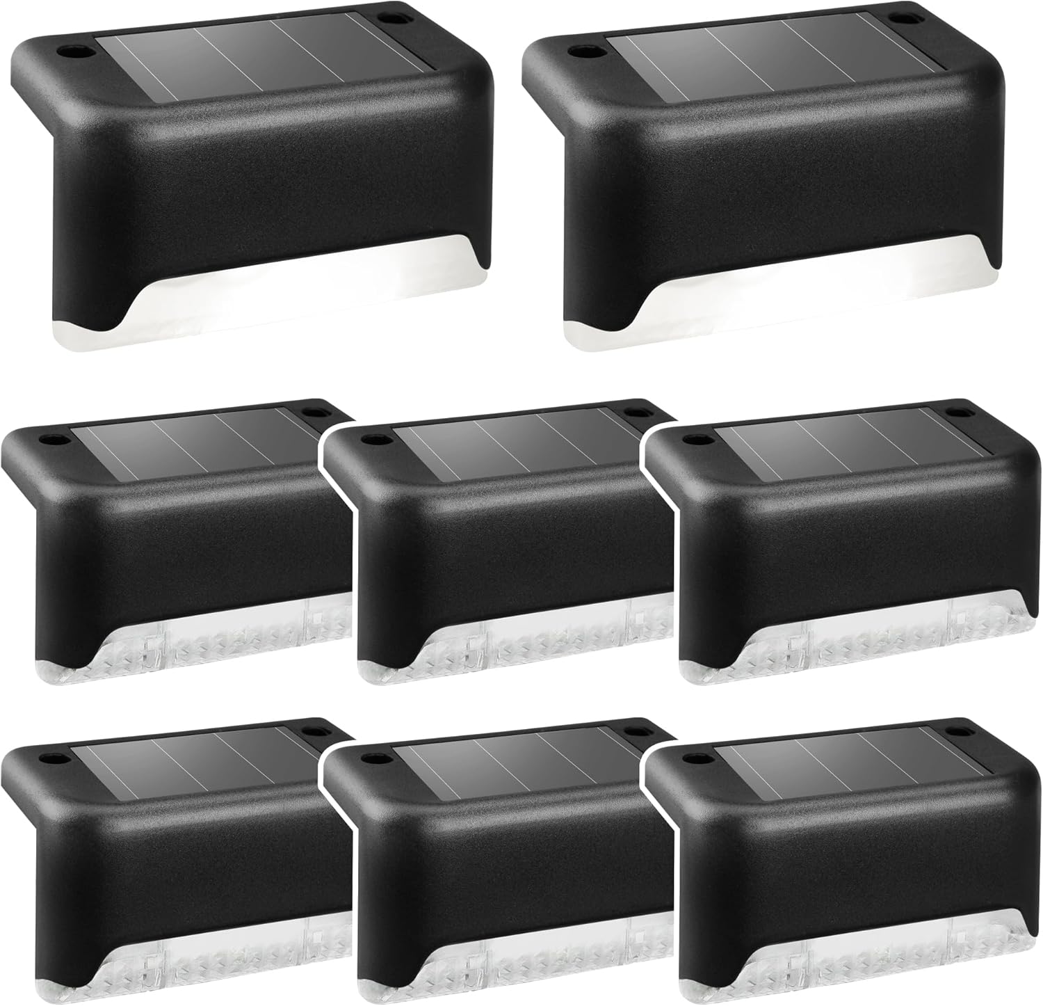 8 sztuk lamp solarnych, wodoodpornych, zasilanych energią słoneczną, do ogrodzeń schodowych, ogrodowych, tarasowych i ścieżek, białe światło (czarne)