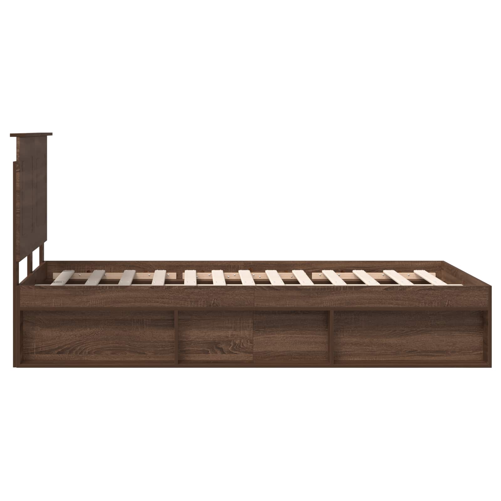 Cadre de lit chêne brun en bois de pin massif pour la chambre, 120 × 190 cm - 8