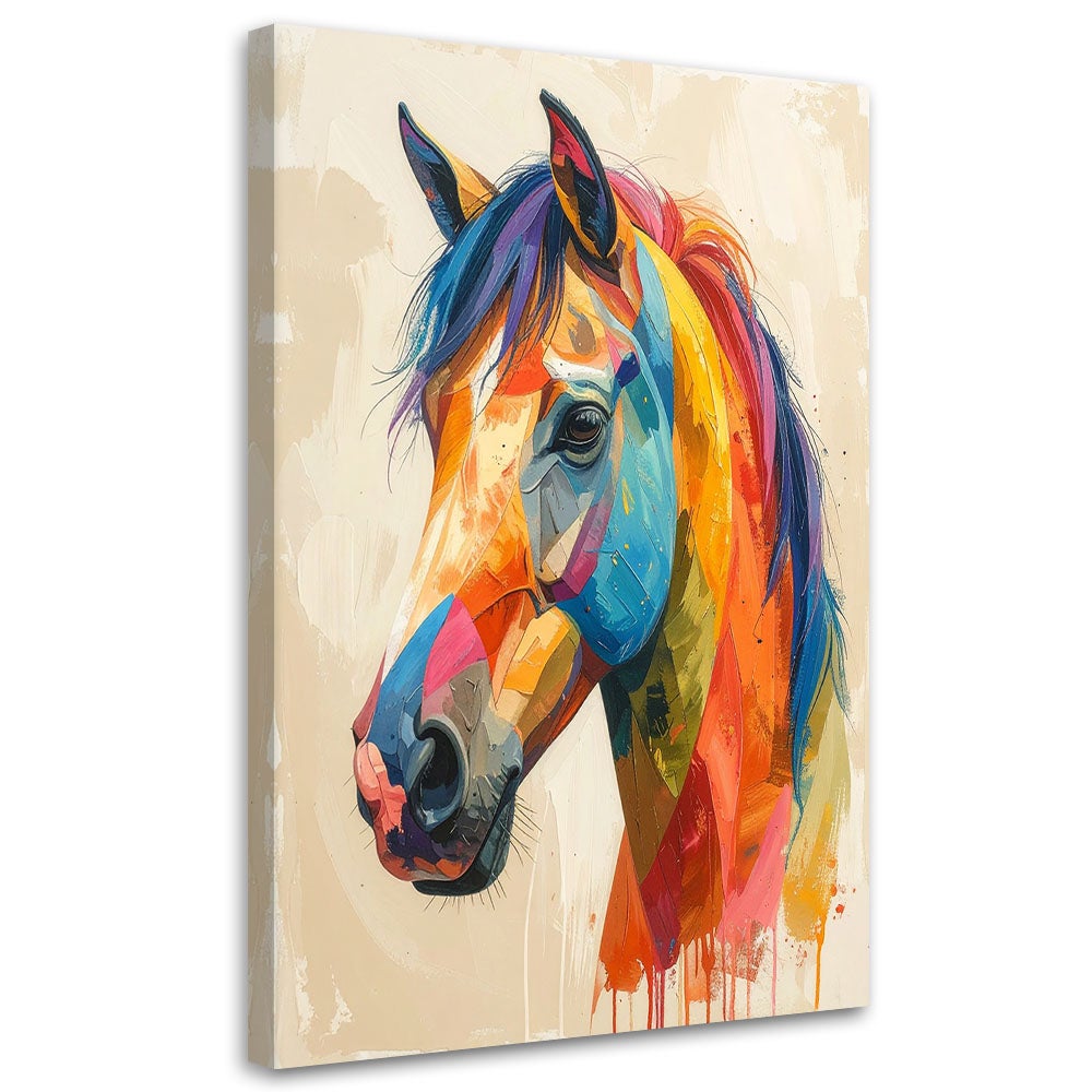 Obraz do pokoju dziecięcego salonu, Kolorowa głowa konia zwierzęta 80x120