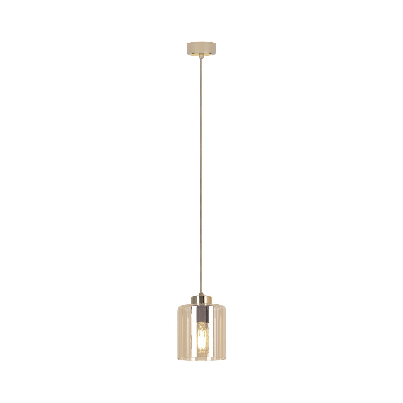 Lampa sufitowa szklana tuba VANES beżowa 1xE27x40W szkło wym:80x12,5x12,5cm IP20 Kaja