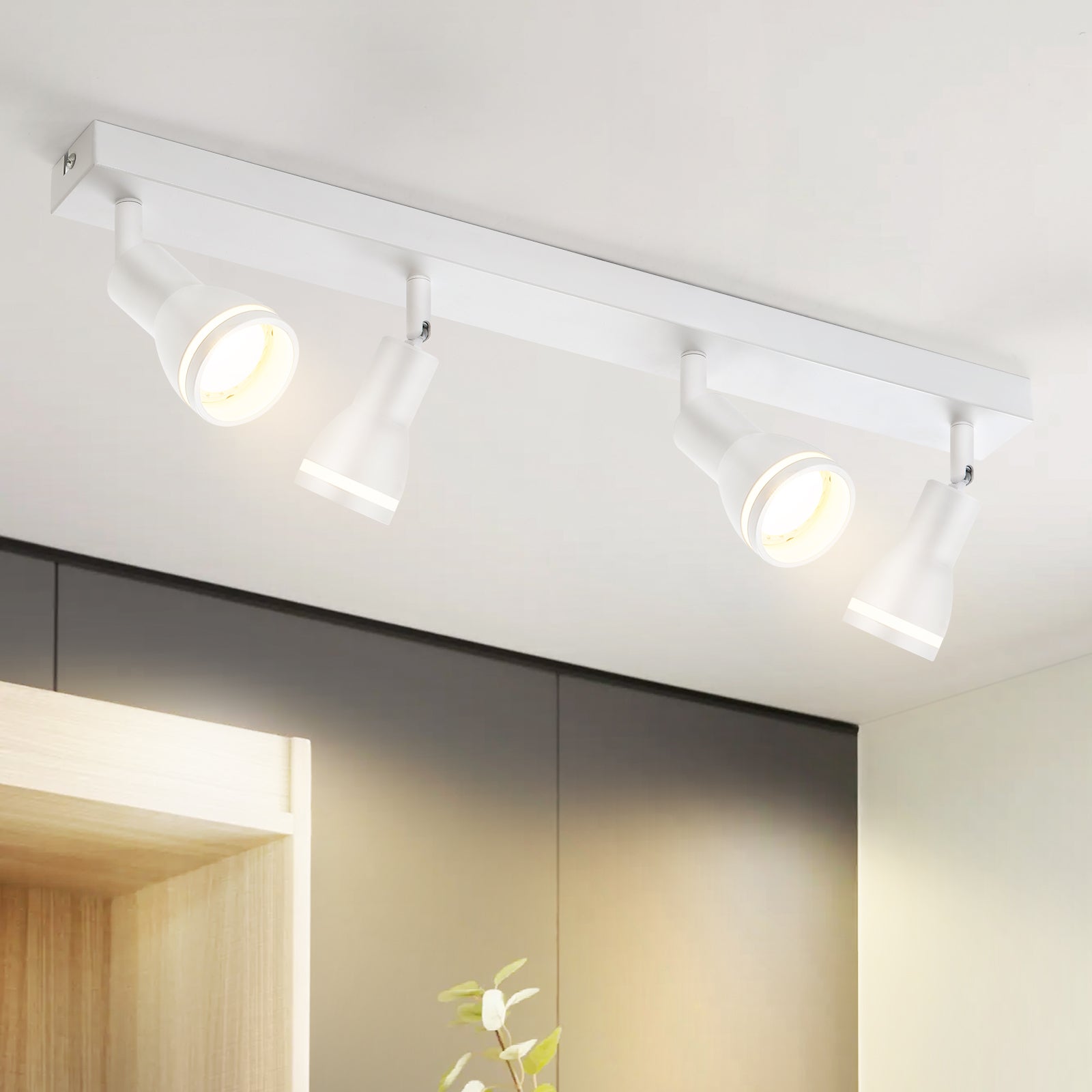 Nettlife Reflektorowa sufitowy 4-punktowy GU10, metalowy, obrotowy, biały, Lampa do kuchni i biura