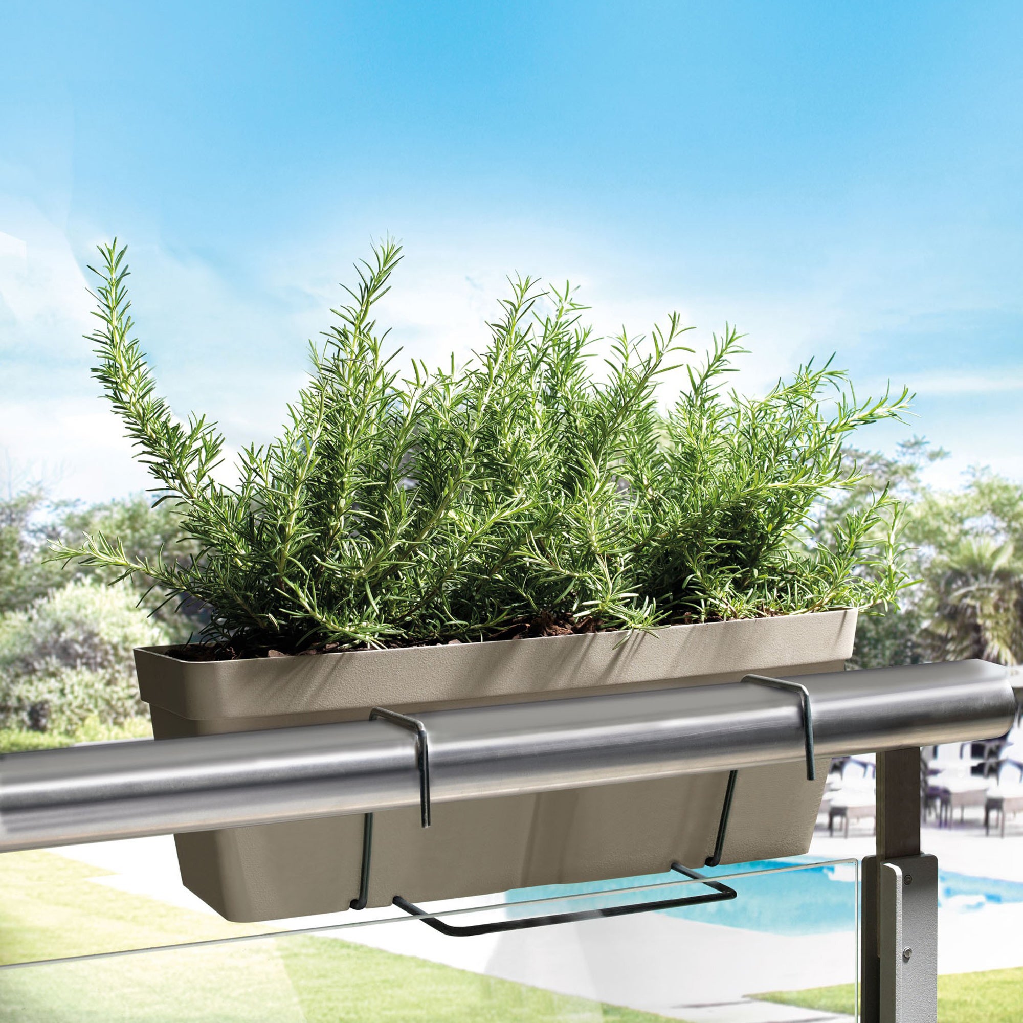 Jardinière de balcon avec support en métal ZANVIC 60x16x16 cm Anthracite - 5