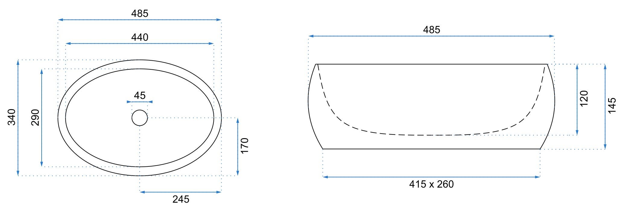 Lavatório de Pousar REA LINDA Granito branco 48,5x34x14,5 cm, Elegante e Resistente - 6