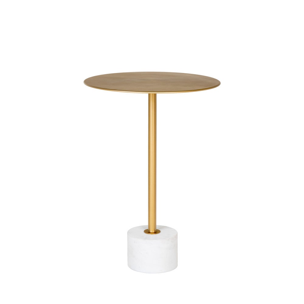 Lecco stolik kawowy , stół narożny Ø41cm marmur mosiądz, marmur.