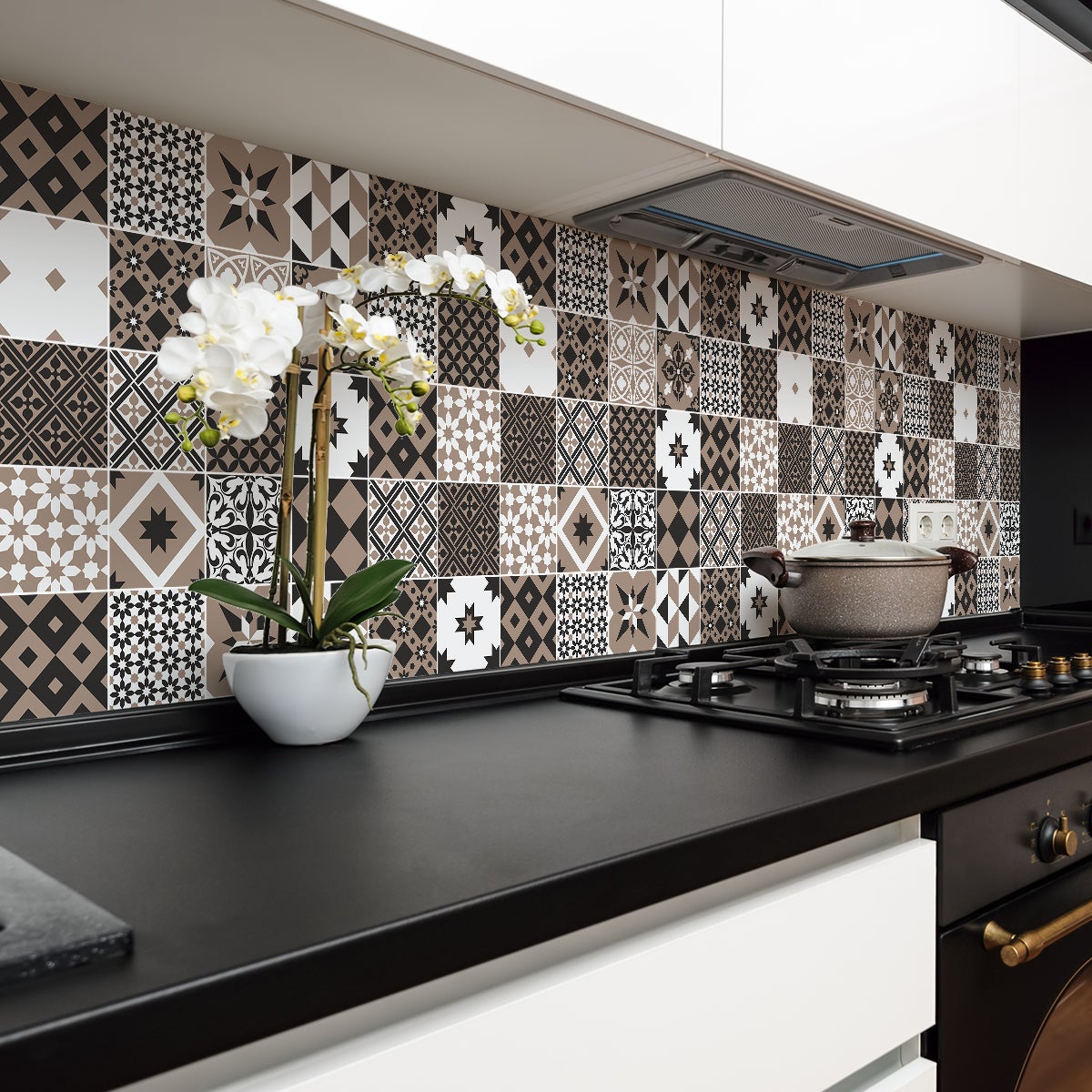 24 vinilos baldosas de cemento azulejos ashantia - adhesivo de pared - revestimiento sticker mural decorativo - 24stickers10x10cm