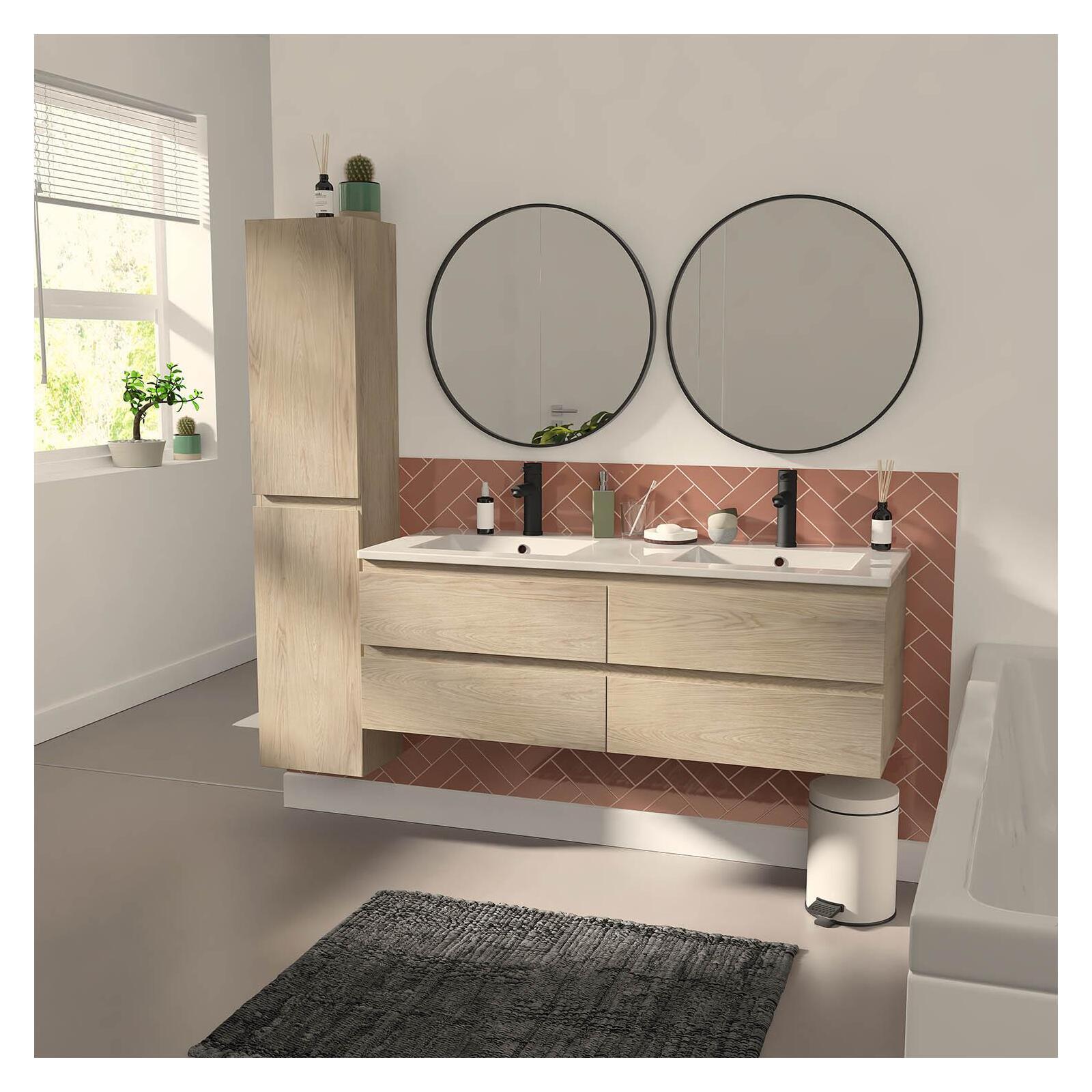 Meuble double vasque SORRENTO suspendu avec plan céramique 120cm - 6