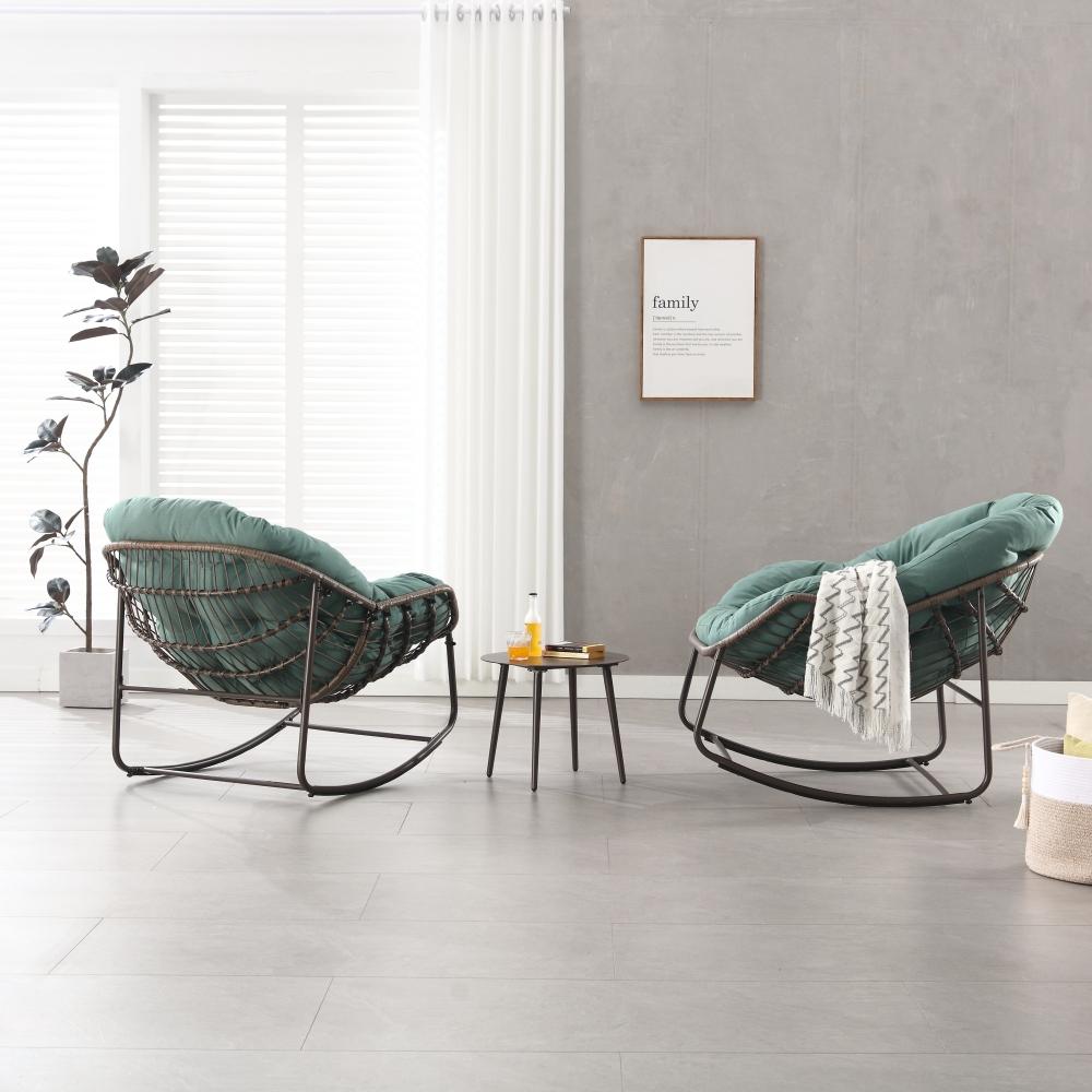 Cadeira de Balanço de Rattan Sintético Azul Marinho para Jardim, Varanda e Sala, Poltrona Egg com Almofada, Estrutura de Aço, Exterior - 5