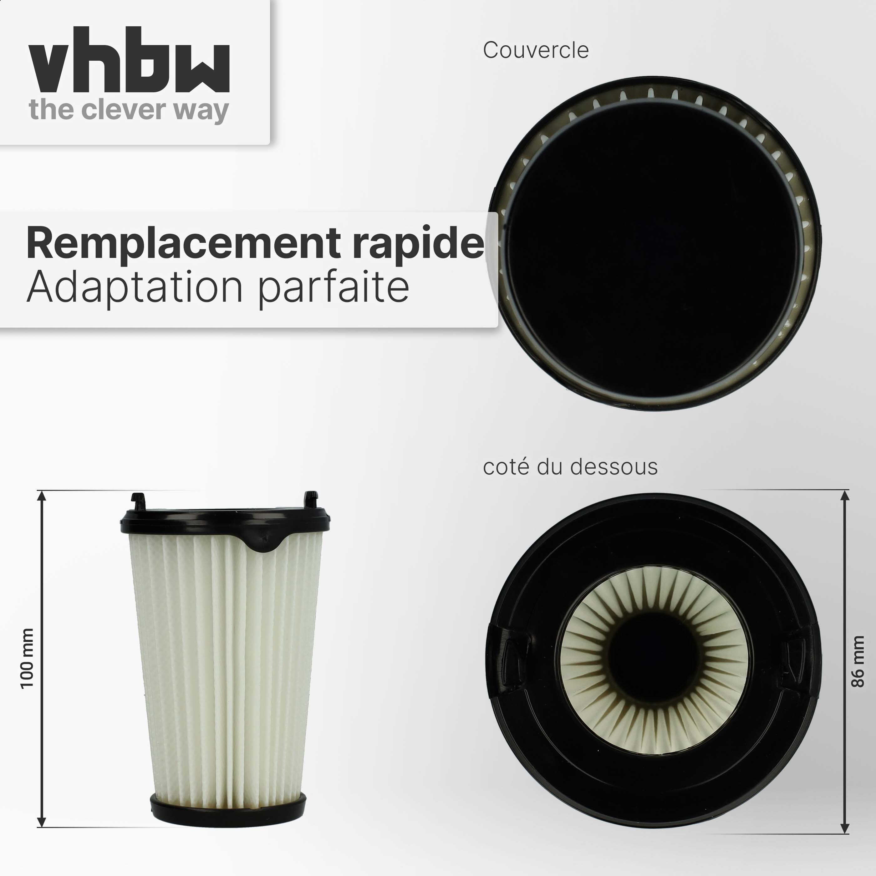 vhbw Lot de 2x filtres à cartouche compatible avec AEG CX7-2-45S360, CX7-2-45WM - Filtre plissé - 3