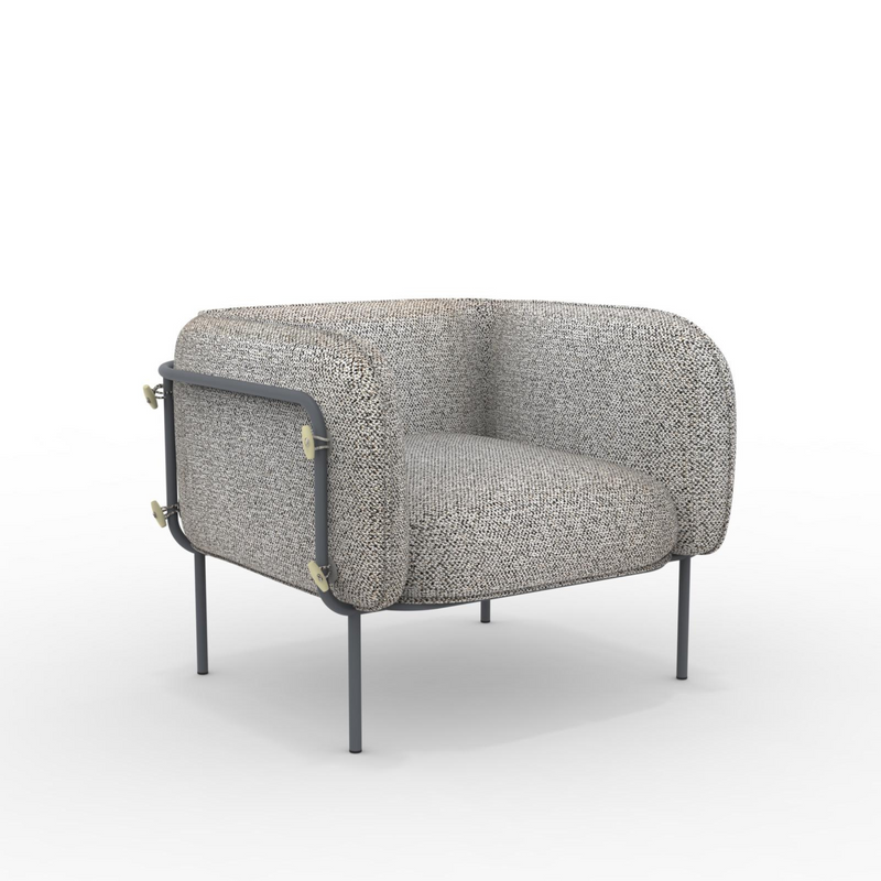 Fauteuil Rembourré Greenbrier – Rotin Tressé Main, Structure Frêne, Tissu Coton/Polyester – Style Vintage (Marron Antique/Beige, 74,5x98x85 Cm)