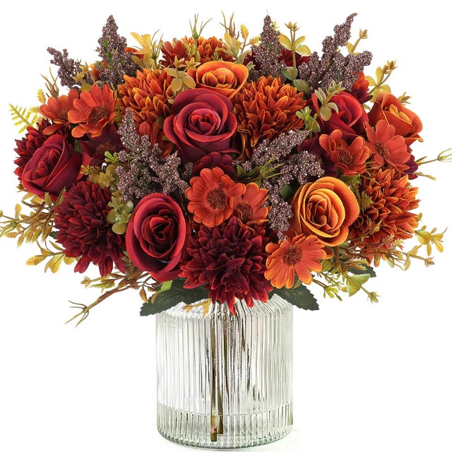 Lot de 4 bouquets de fleurs artificielles en plastique, style bohème réaliste, décoration d'intérieur, pour Thanksgiving d'automne