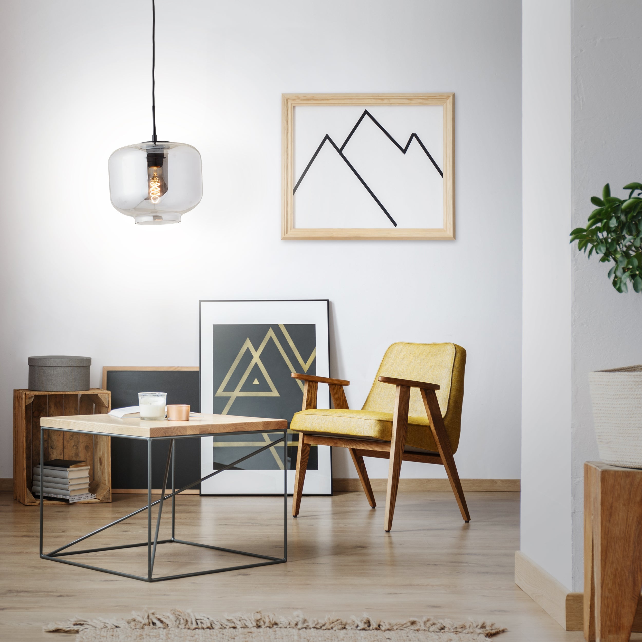 Brilliant Kleon 1-płomienna lampa wisząca czarna/dymione szkło, szkło/metal, 1x A60, E27, 40 W - 6
