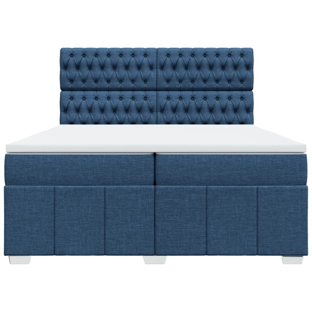 Maison Exclusive - Sommier à lattes de lit avec matelas Bleu 200x200 cm Tissu - 4