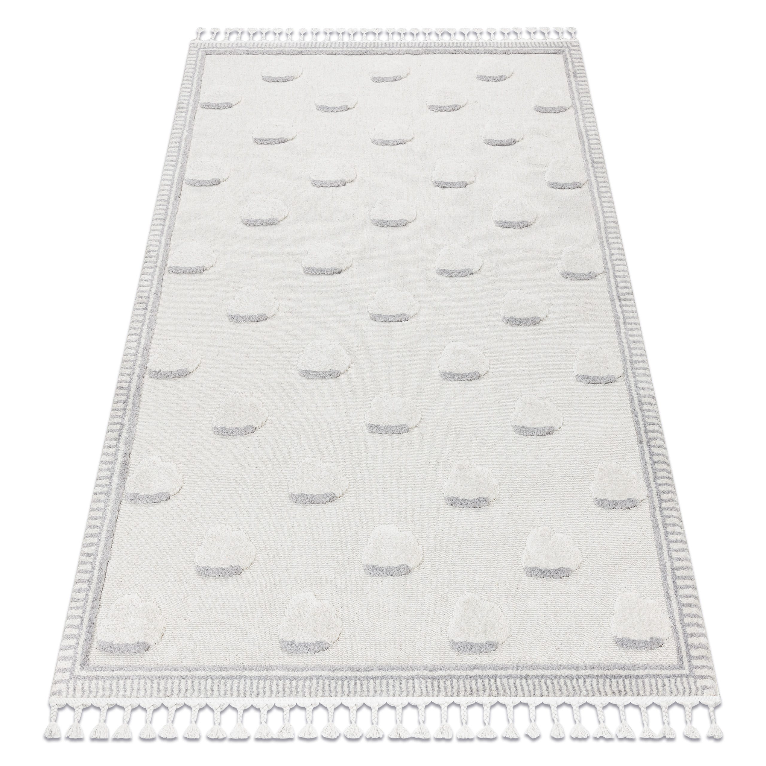 Unamourdetapis Tappeto A Forma Di Nuvola Per Bambini - Grigio, 90x160 Cm, Morbido In Cotone Con Velluto 15 Mm