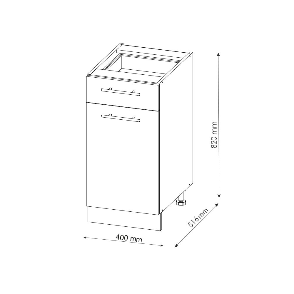 Vicco Meuble cuisine Fame-Line, Blanc Haute brillance, 40cm sans PT - 3