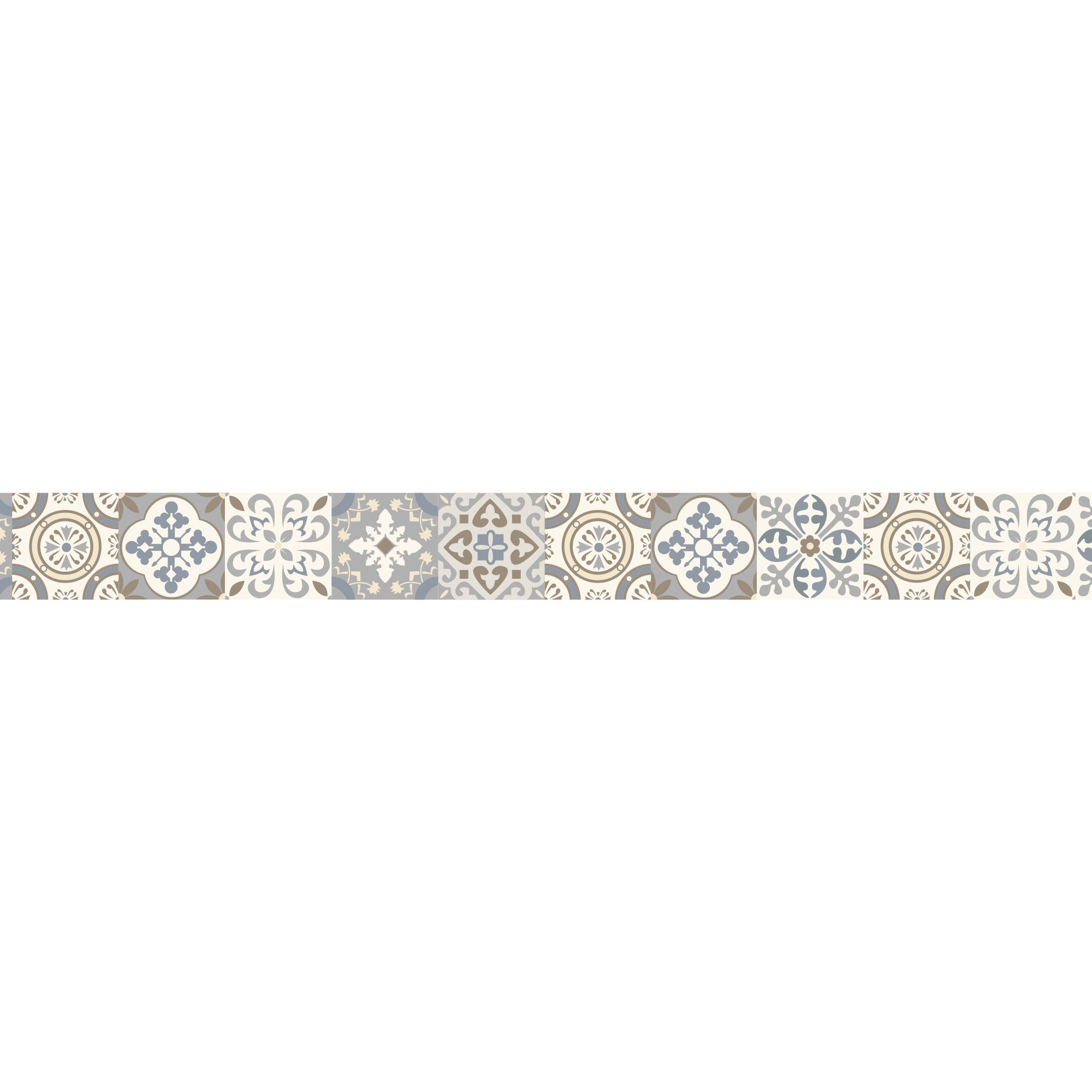 Friso adhesivo decorativo, baldosas hidráulicas estilo antiguo Borgatella, 9 cm x 300 cm - 2
